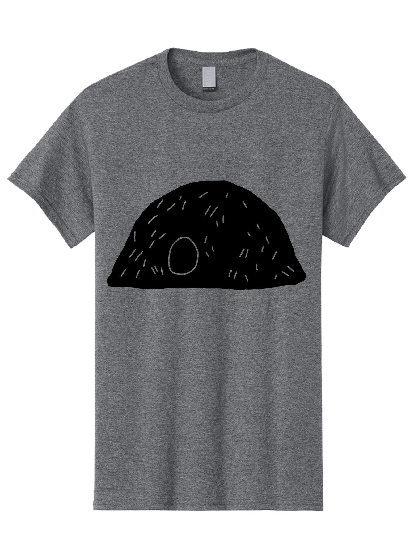 Black-Mushroom Men'S Graphic Tee, 100% Cotton, Comfortable Casual Summer Wear, Machine Washable, Black Dome Shape, Green Neon Lines, Abstract Art, Futuristic Design, Modern Graphic, Minimalist Style, Simple Shapes, Neon Accents -  Aaa584