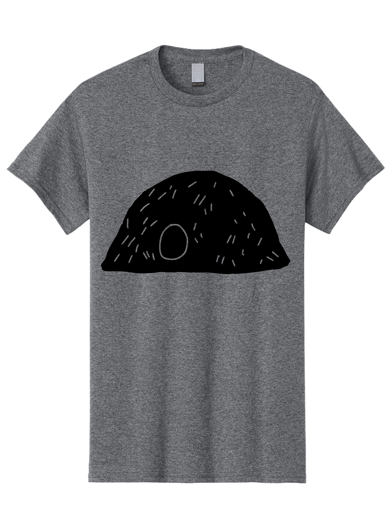 Black-Mushroom Men'S Graphic Tee, 100% Cotton, Comfortable Casual Summer Wear, Machine Washable, Black Dome Shape, Green Neon Lines, Abstract Art, Futuristic Design, Modern Graphic, Minimalist Style, Simple Shapes, Neon Accents -  Aaa584 9