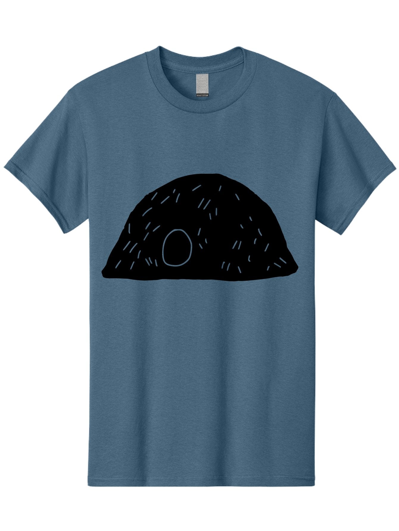 Black-Mushroom Men'S Graphic Tee, 100% Cotton, Comfortable Casual Summer Wear, Machine Washable, Black Dome Shape, Green Neon Lines, Abstract Art, Futuristic Design, Modern Graphic, Minimalist Style, Simple Shapes, Neon Accents -  Aaa584 25