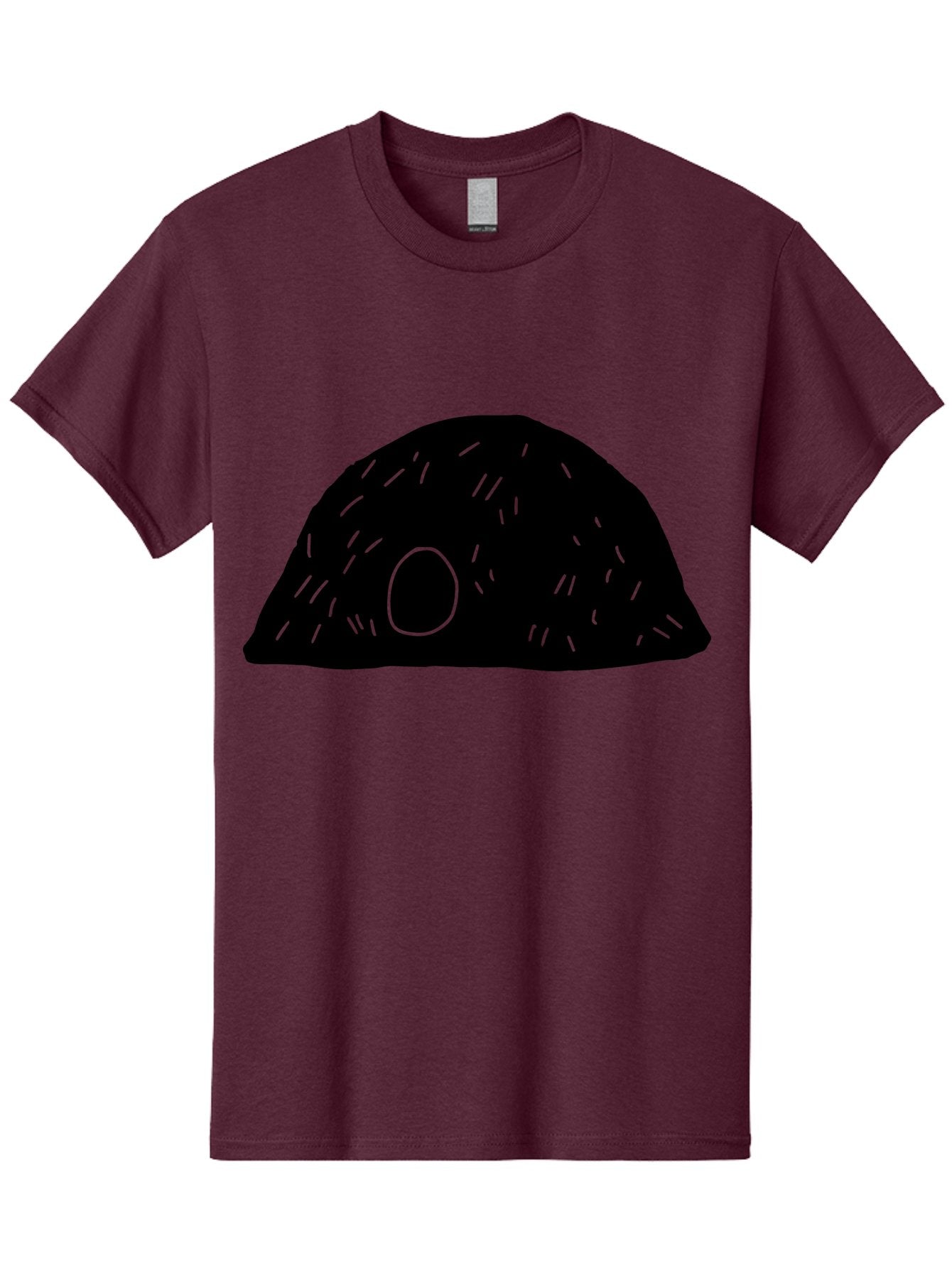 Black-Mushroom Men'S Graphic Tee, 100% Cotton, Comfortable Casual Summer Wear, Machine Washable, Black Dome Shape, Green Neon Lines, Abstract Art, Futuristic Design, Modern Graphic, Minimalist Style, Simple Shapes, Neon Accents -  Aaa584 7