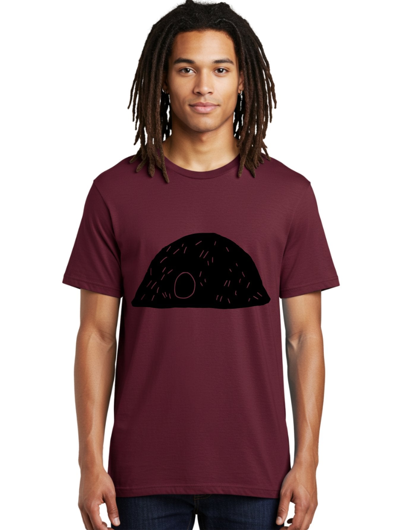 Black-Mushroom Men'S Graphic Tee, 100% Cotton, Comfortable Casual Summer Wear, Machine Washable, Black Dome Shape, Green Neon Lines, Abstract Art, Futuristic Design, Modern Graphic, Minimalist Style, Simple Shapes, Neon Accents -  Aaa584 8