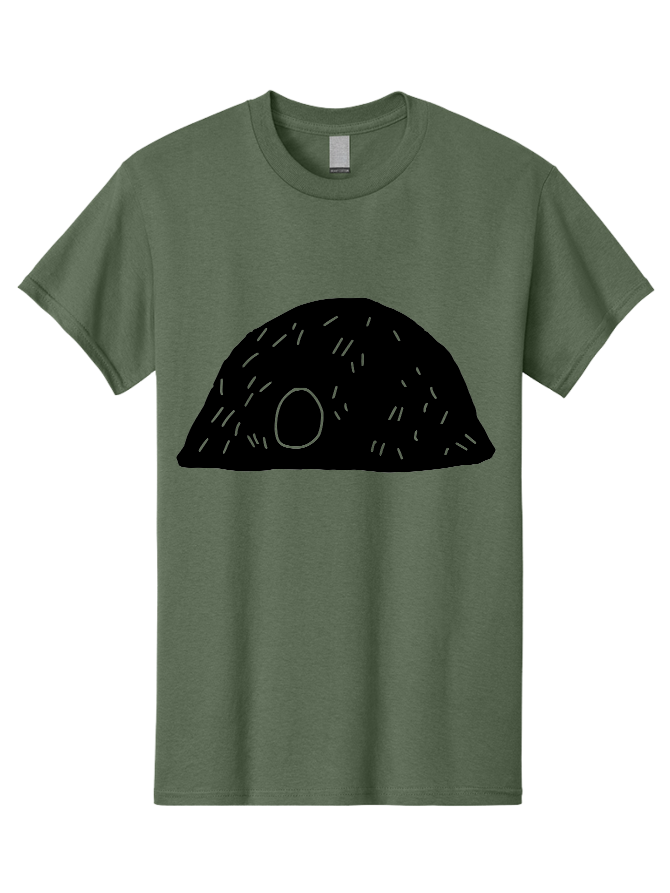Black-Mushroom Men'S Graphic Tee, 100% Cotton, Comfortable Casual Summer Wear, Machine Washable, Black Dome Shape, Green Neon Lines, Abstract Art, Futuristic Design, Modern Graphic, Minimalist Style, Simple Shapes, Neon Accents -  Aaa584 15