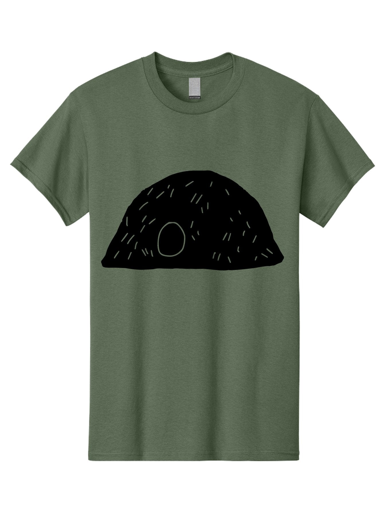 Black-Mushroom Men'S Graphic Tee, 100% Cotton, Comfortable Casual Summer Wear, Machine Washable, Black Dome Shape, Green Neon Lines, Abstract Art, Futuristic Design, Modern Graphic, Minimalist Style, Simple Shapes, Neon Accents -  Aaa584 9