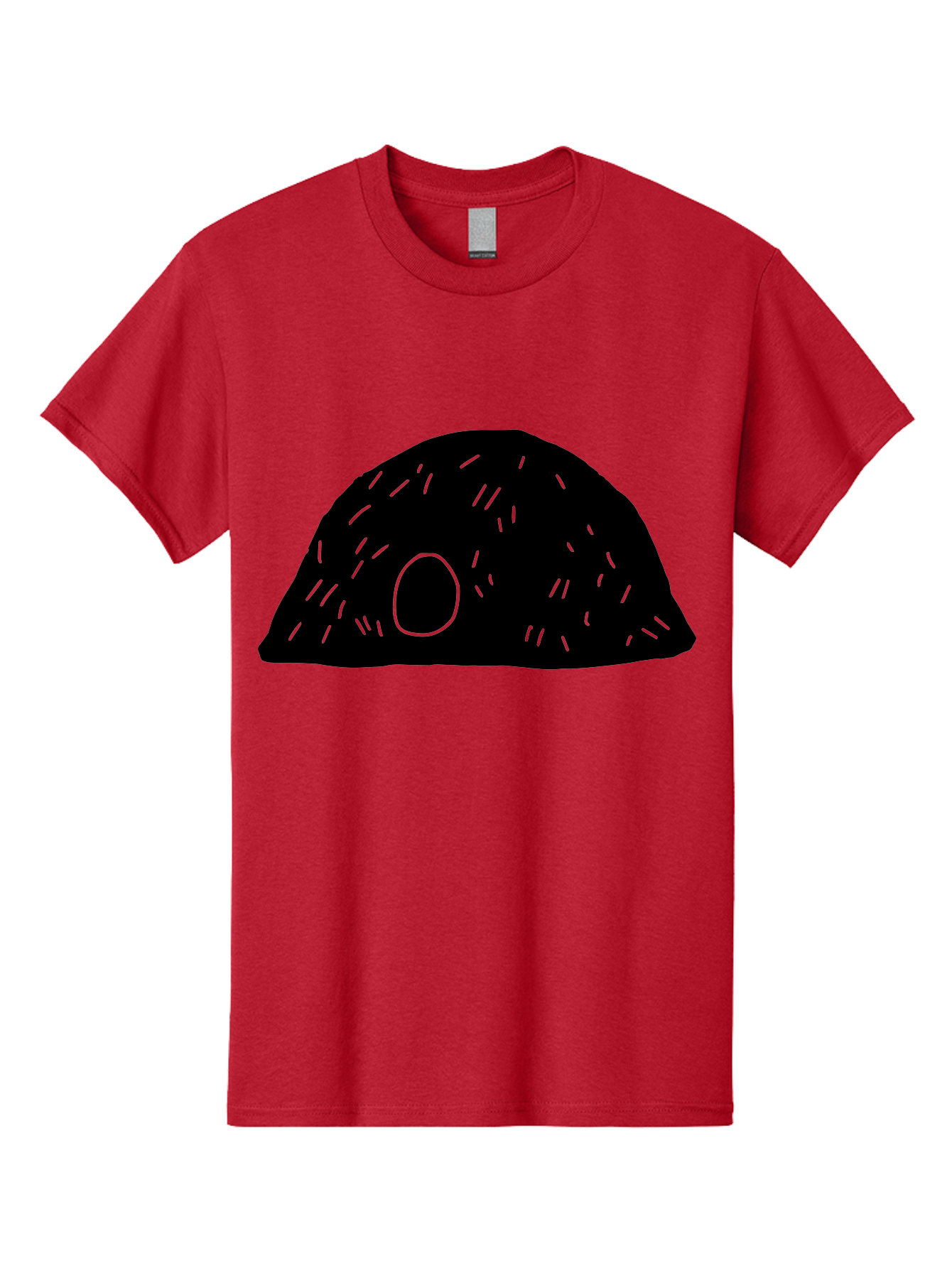Black-Mushroom Men'S Graphic Tee, 100% Cotton, Comfortable Casual Summer Wear, Machine Washable, Black Dome Shape, Green Neon Lines, Abstract Art, Futuristic Design, Modern Graphic, Minimalist Style, Simple Shapes, Neon Accents -  Aaa584 23