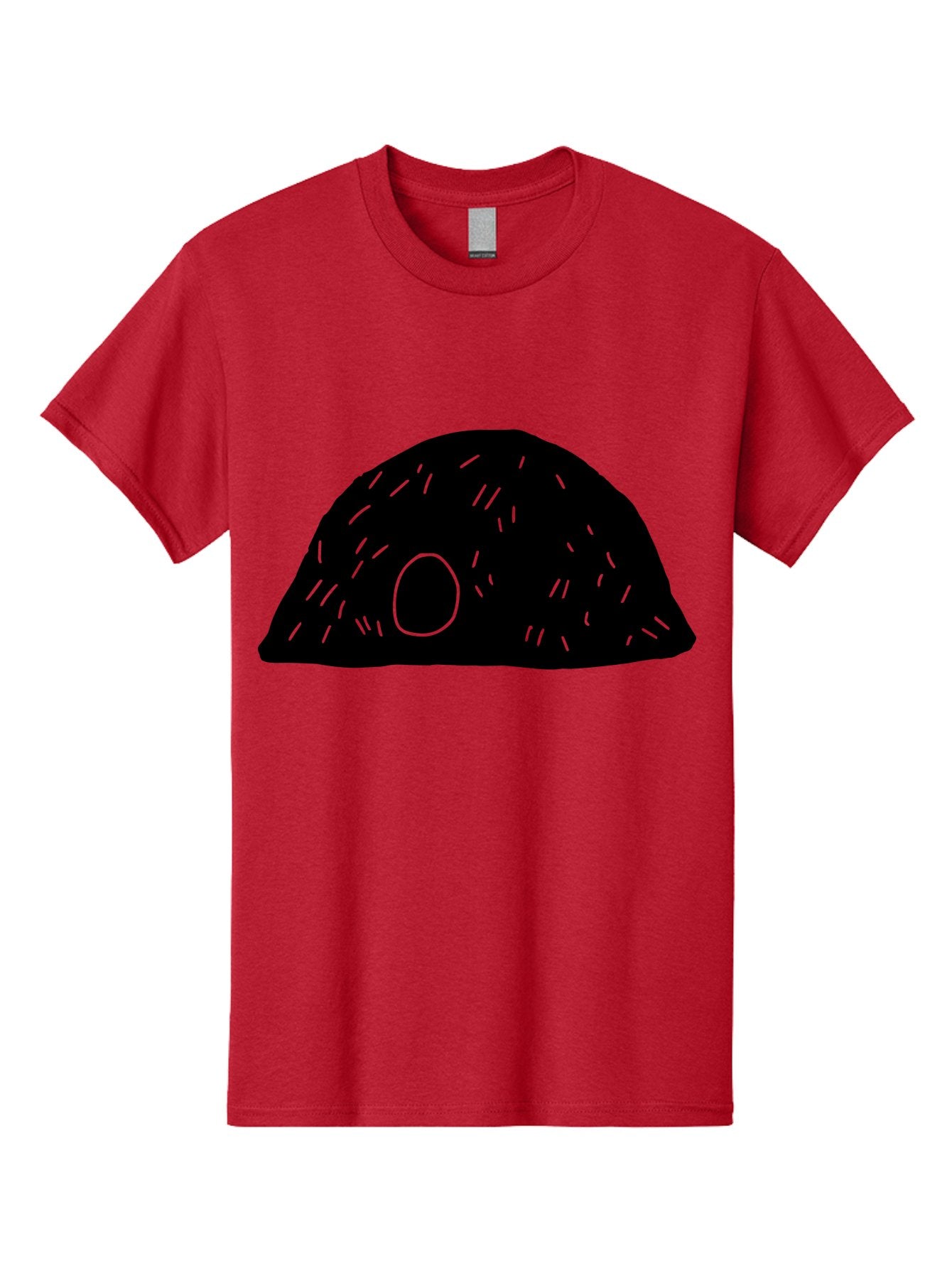 Black-Mushroom Men'S Graphic Tee, 100% Cotton, Comfortable Casual Summer Wear, Machine Washable, Black Dome Shape, Green Neon Lines, Abstract Art, Futuristic Design, Modern Graphic, Minimalist Style, Simple Shapes, Neon Accents -  Aaa584 13