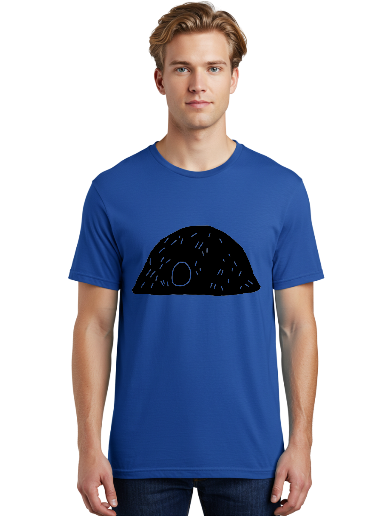Black-Mushroom Men'S Graphic Tee, 100% Cotton, Comfortable Casual Summer Wear, Machine Washable, Black Dome Shape, Green Neon Lines, Abstract Art, Futuristic Design, Modern Graphic, Minimalist Style, Simple Shapes, Neon Accents -  Aaa584 26