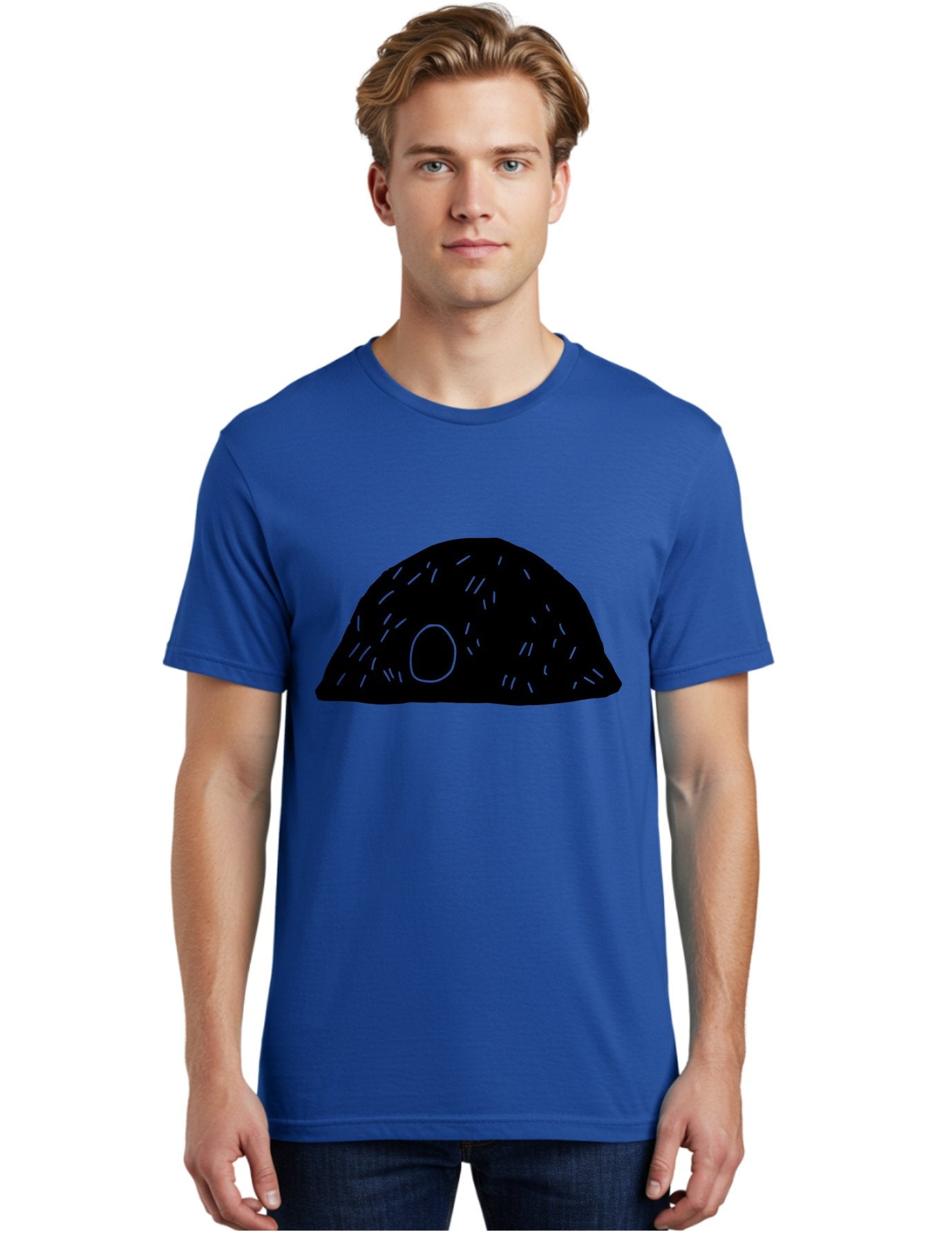 Black-Mushroom Men'S Graphic Tee, 100% Cotton, Comfortable Casual Summer Wear, Machine Washable, Black Dome Shape, Green Neon Lines, Abstract Art, Futuristic Design, Modern Graphic, Minimalist Style, Simple Shapes, Neon Accents -  Aaa584 4