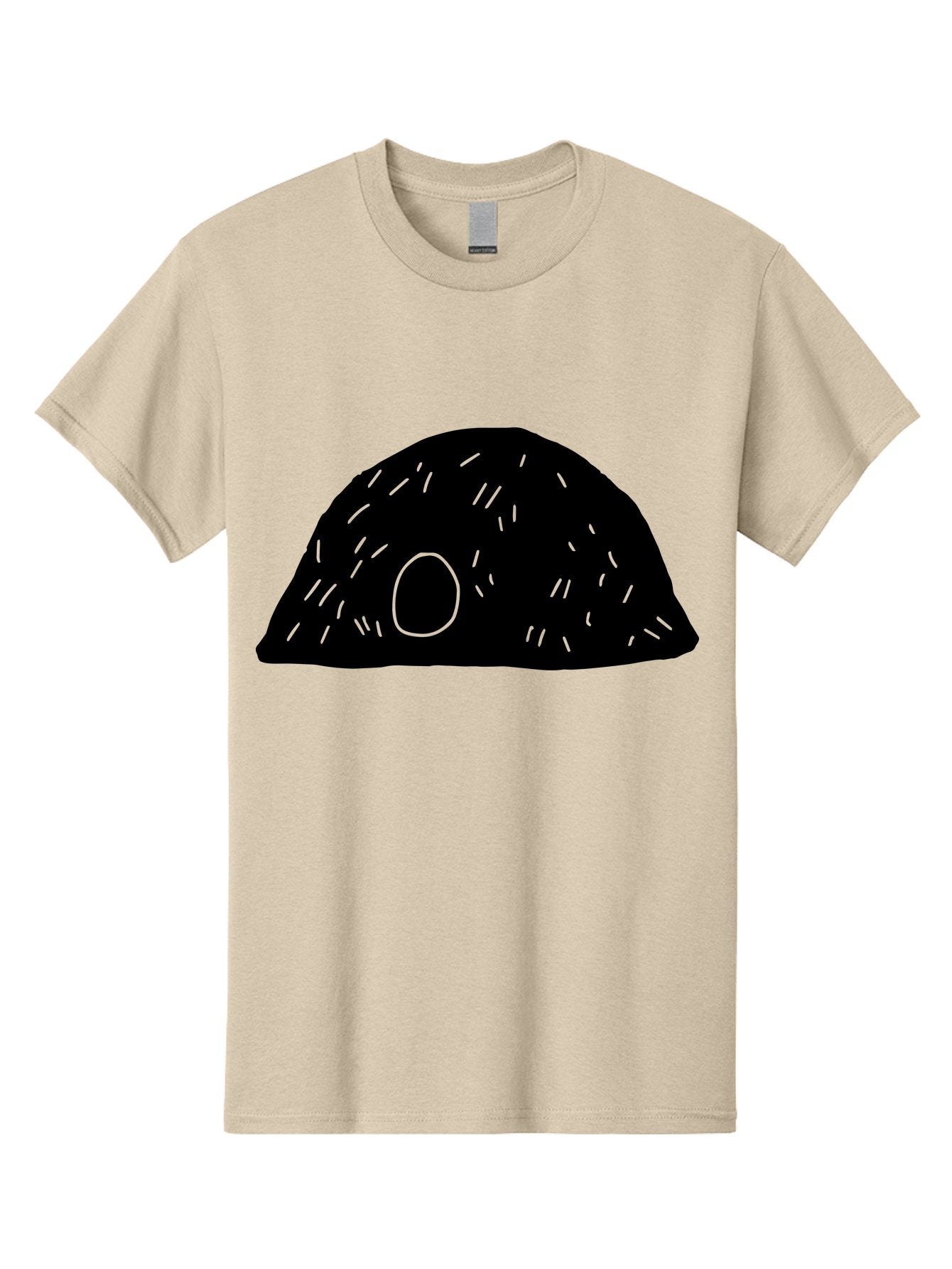 Black-Mushroom Men'S Graphic Tee, 100% Cotton, Comfortable Casual Summer Wear, Machine Washable, Black Dome Shape, Green Neon Lines, Abstract Art, Futuristic Design, Modern Graphic, Minimalist Style, Simple Shapes, Neon Accents -  Aaa584 5