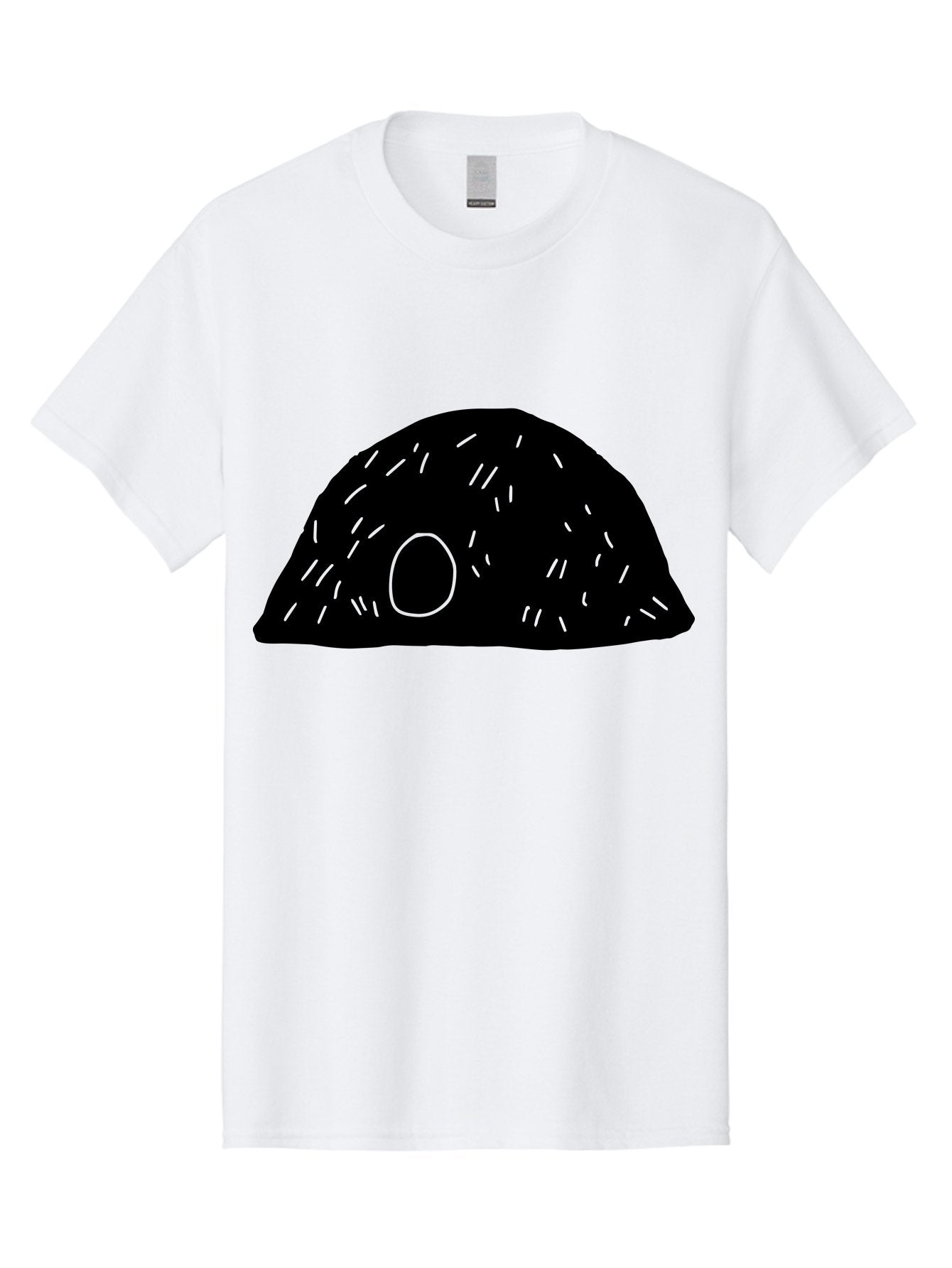 Black-Mushroom Men'S Graphic Tee, 100% Cotton, Comfortable Casual Summer Wear, Machine Washable, Black Dome Shape, Green Neon Lines, Abstract Art, Futuristic Design, Modern Graphic, Minimalist Style, Simple Shapes, Neon Accents -  Aaa584 21