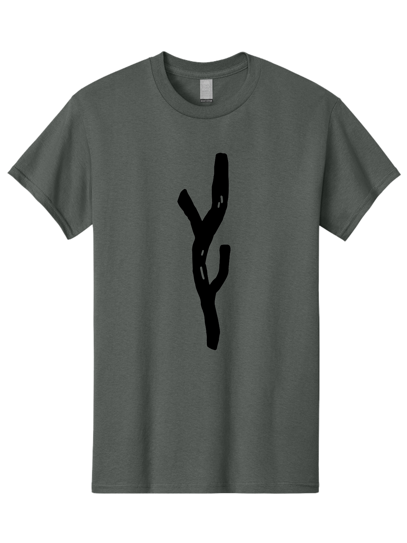 Black-Tree-Branches Men'S Graphic Tee, 100% Cotton, Comfortable Casual Summer Wear, Machine Washable, Pitchfork, Farm Equipment, Agricultural Tools, Rustic Icon, Black Silhouette, Folk Art, Country Style, Simple Design -  Aaa585 3