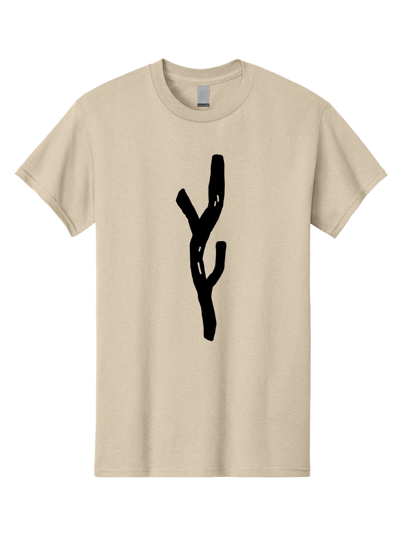 Black-Tree-Branches Men'S Graphic Tee, 100% Cotton, Comfortable Casual Summer Wear, Machine Washable, Pitchfork, Farm Equipment, Agricultural Tools, Rustic Icon, Black Silhouette, Folk Art, Country Style, Simple Design -  Aaa585 21