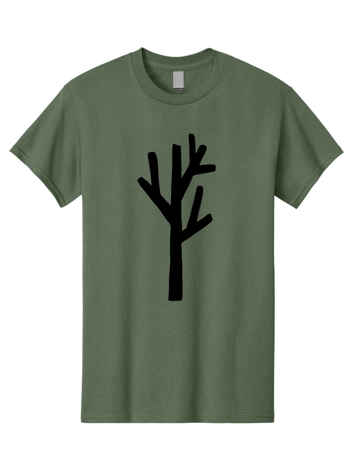 Black-Tree Men'S Graphic Tee, 100% Cotton, Comfortable Casual Summer Wear, Machine Washable, Tree Silhouette, Simple Illustration, Minimalist Design, Black Tree, Bare Branches, Abstract Art, Modern Graphic -  Aaa586 23