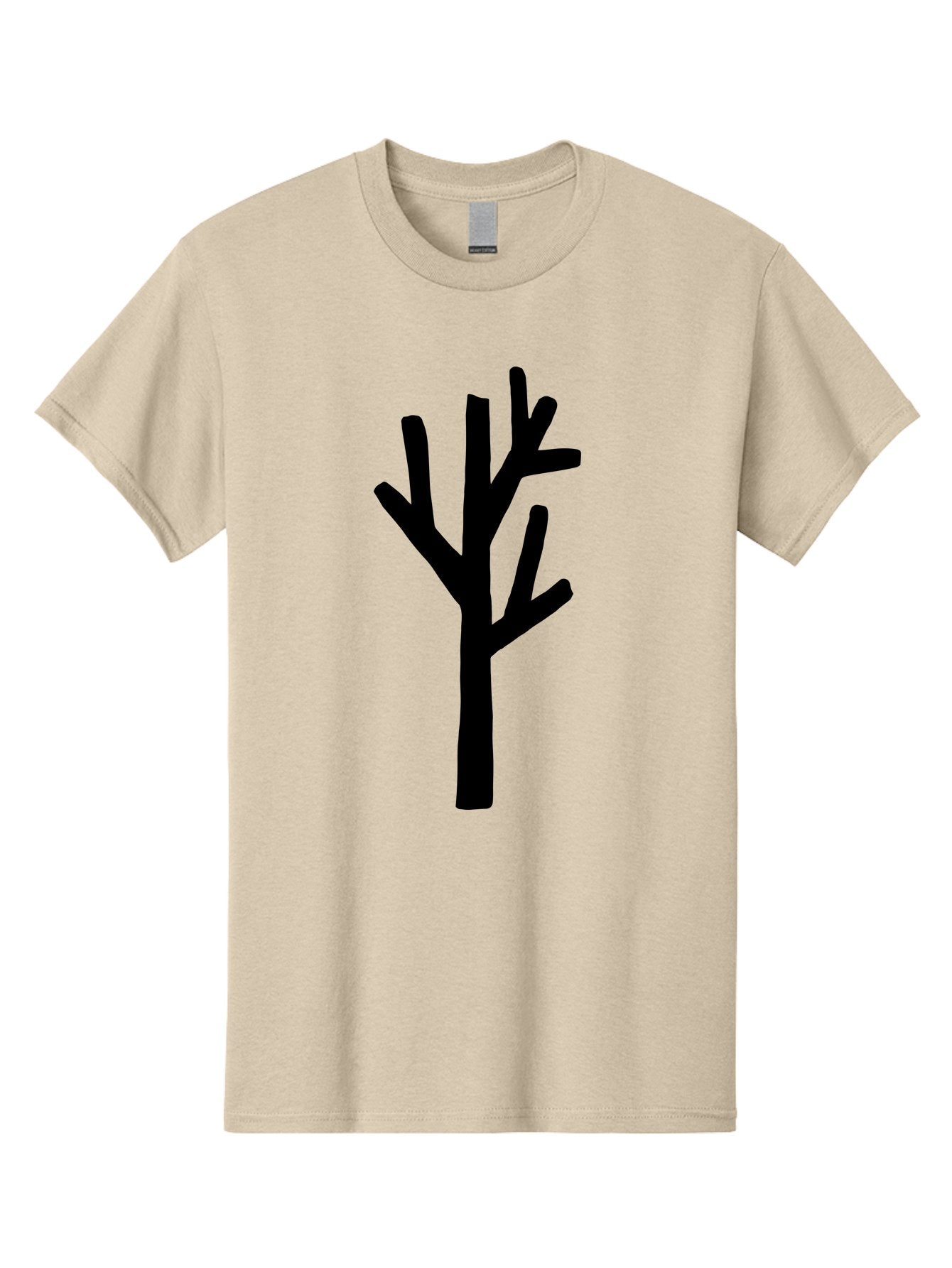 Black-Tree Men'S Graphic Tee, 100% Cotton, Comfortable Casual Summer Wear, Machine Washable, Tree Silhouette, Simple Illustration, Minimalist Design, Black Tree, Bare Branches, Abstract Art, Modern Graphic -  Aaa586