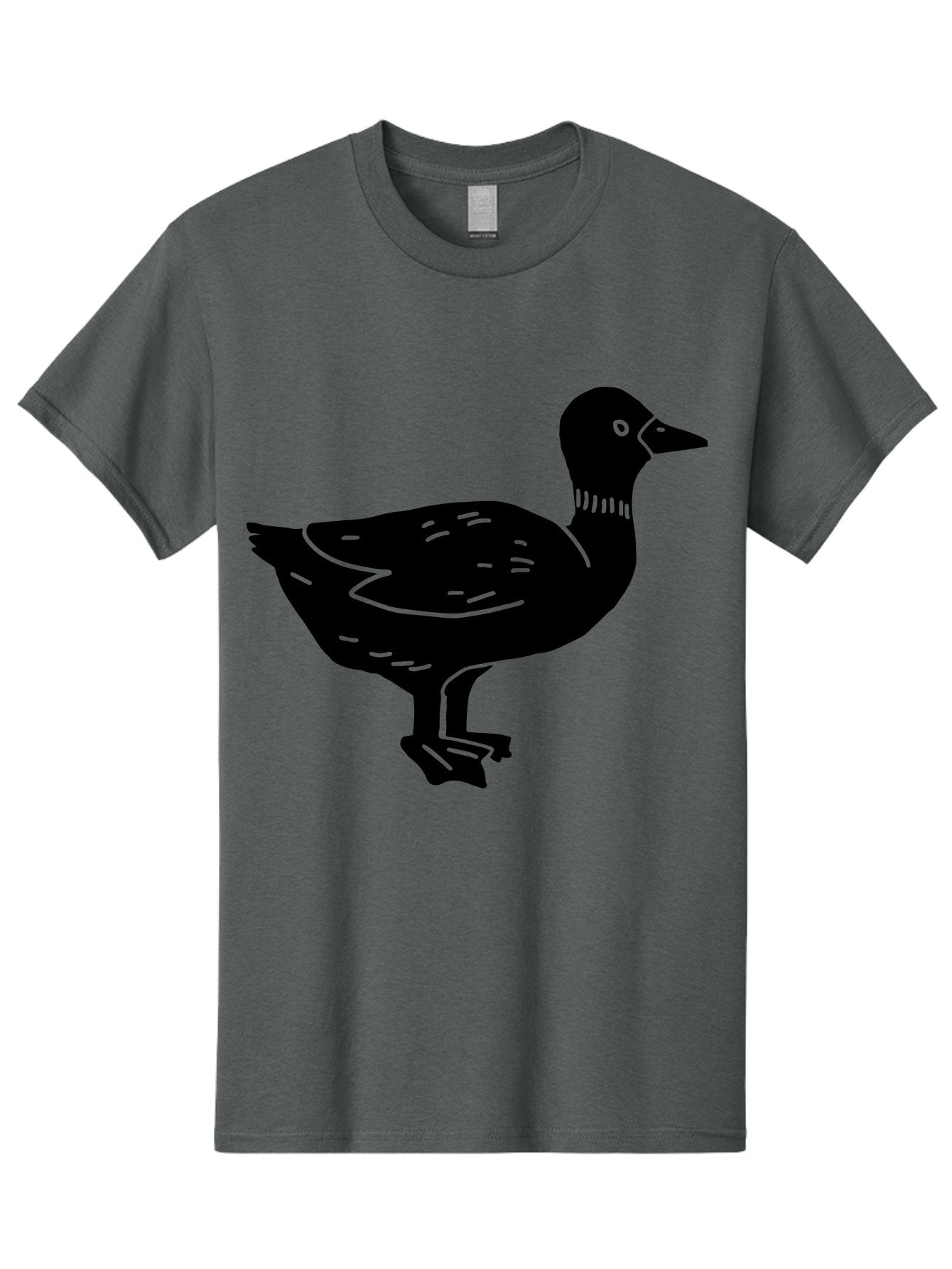 Duck Men'S Graphic Tee, 100% Cotton, Comfortable Casual Summer Wear, Machine Washable, Duck Silhouette, Minimalist Art, Simple Shapes, Bird Illustration, Wildlife Graphic, Vector Art, Black And Green, Modern Design -  Aaa588 13