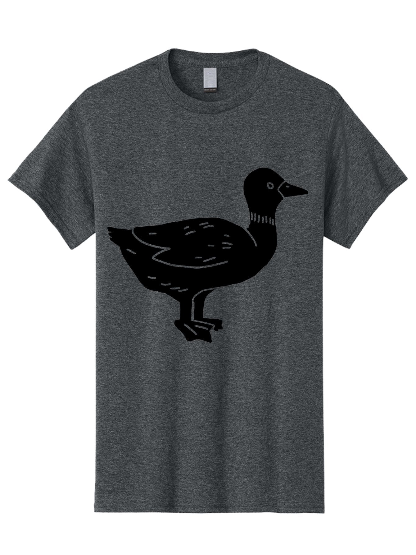 Duck Men'S Graphic Tee, 100% Cotton, Comfortable Casual Summer Wear, Machine Washable, Duck Silhouette, Minimalist Art, Simple Shapes, Bird Illustration, Wildlife Graphic, Vector Art, Black And Green, Modern Design -  Aaa588