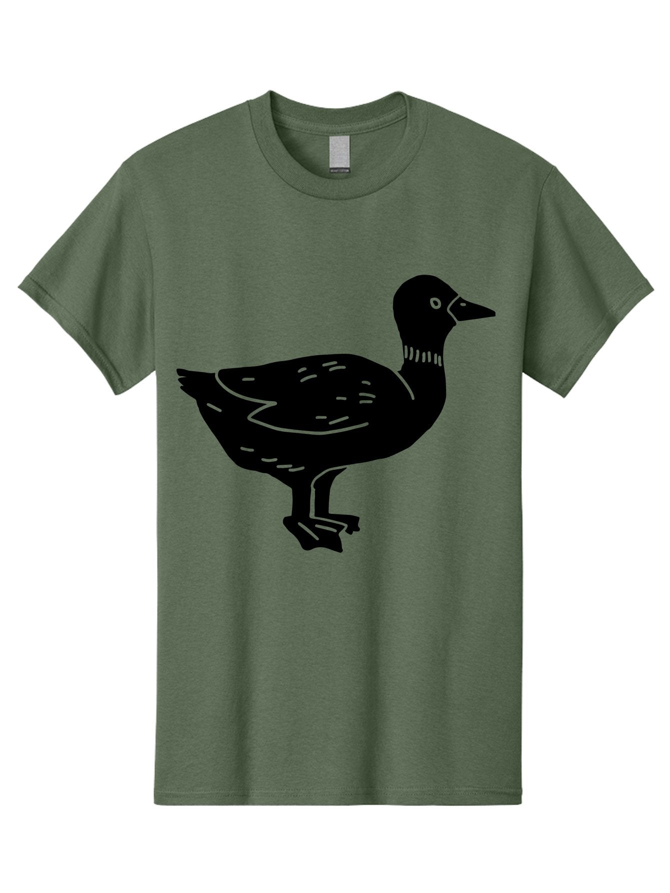Duck Men'S Graphic Tee, 100% Cotton, Comfortable Casual Summer Wear, Machine Washable, Duck Silhouette, Minimalist Art, Simple Shapes, Bird Illustration, Wildlife Graphic, Vector Art, Black And Green, Modern Design -  Aaa588 29