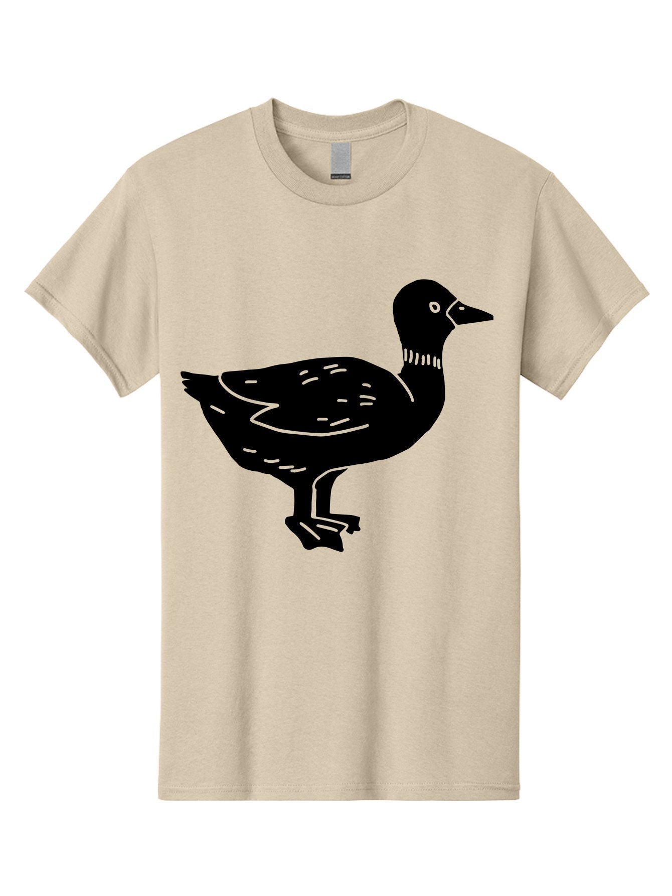 Duck Men'S Graphic Tee, 100% Cotton, Comfortable Casual Summer Wear, Machine Washable, Duck Silhouette, Minimalist Art, Simple Shapes, Bird Illustration, Wildlife Graphic, Vector Art, Black And Green, Modern Design -  Aaa588 25