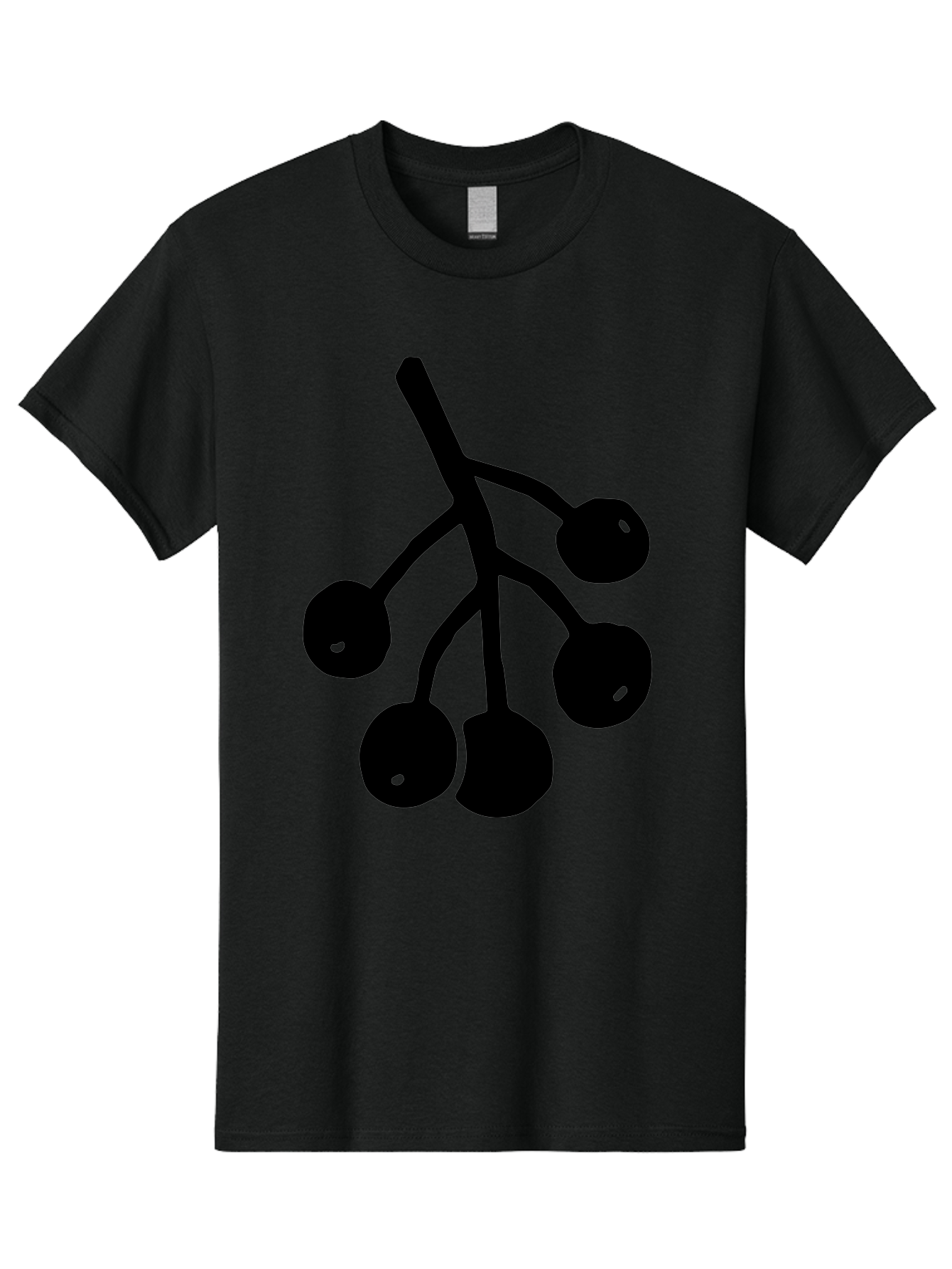 Five-Cherries Men'S Graphic Tee, 100% Cotton, Comfortable Casual Summer Wear, Machine Washable, Black Cherries Silhouette, Minimalist Design, Fruit Icon, Cherry Stem, Simple Graphics, Vector Illustration, Bold Silhouette, -  Aaa589