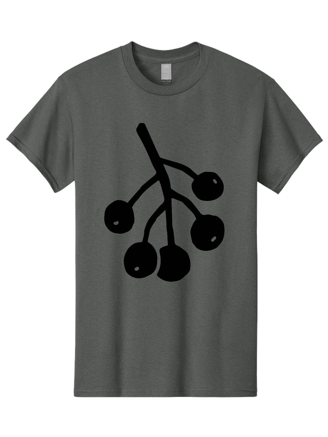 Five-Cherries Men'S Graphic Tee, 100% Cotton, Comfortable Casual Summer Wear, Machine Washable, Black Cherries Silhouette, Minimalist Design, Fruit Icon, Cherry Stem, Simple Graphics, Vector Illustration, Bold Silhouette, -  Aaa589 3