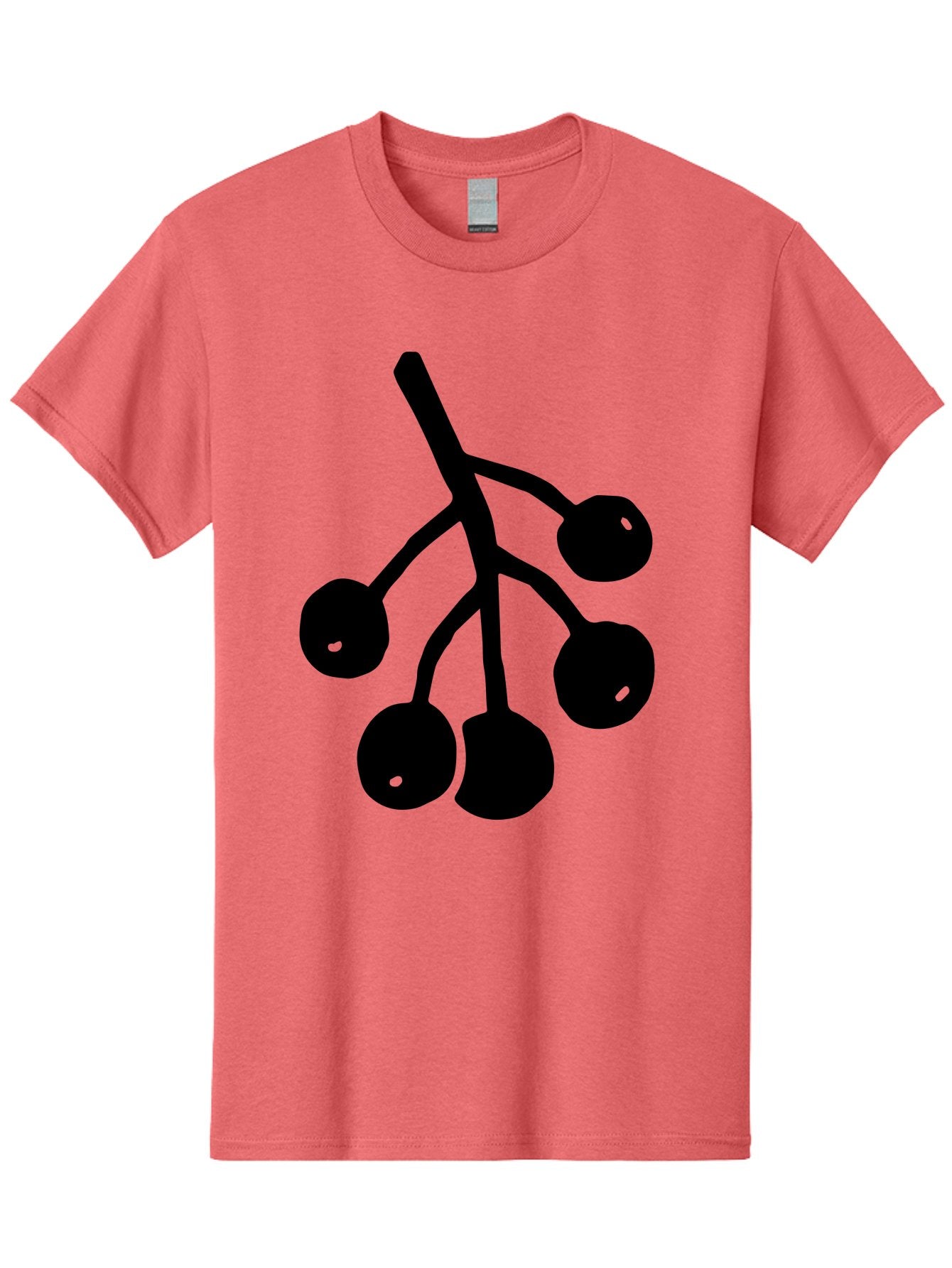 Five-Cherries Men'S Graphic Tee, 100% Cotton, Comfortable Casual Summer Wear, Machine Washable, Black Cherries Silhouette, Minimalist Design, Fruit Icon, Cherry Stem, Simple Graphics, Vector Illustration, Bold Silhouette, -  Aaa589 5