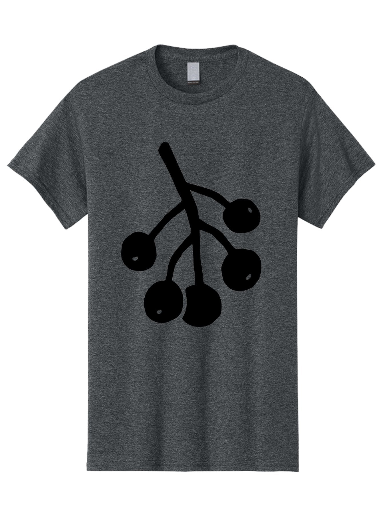 Five-Cherries Men'S Graphic Tee, 100% Cotton, Comfortable Casual Summer Wear, Machine Washable, Black Cherries Silhouette, Minimalist Design, Fruit Icon, Cherry Stem, Simple Graphics, Vector Illustration, Bold Silhouette, -  Aaa589 7