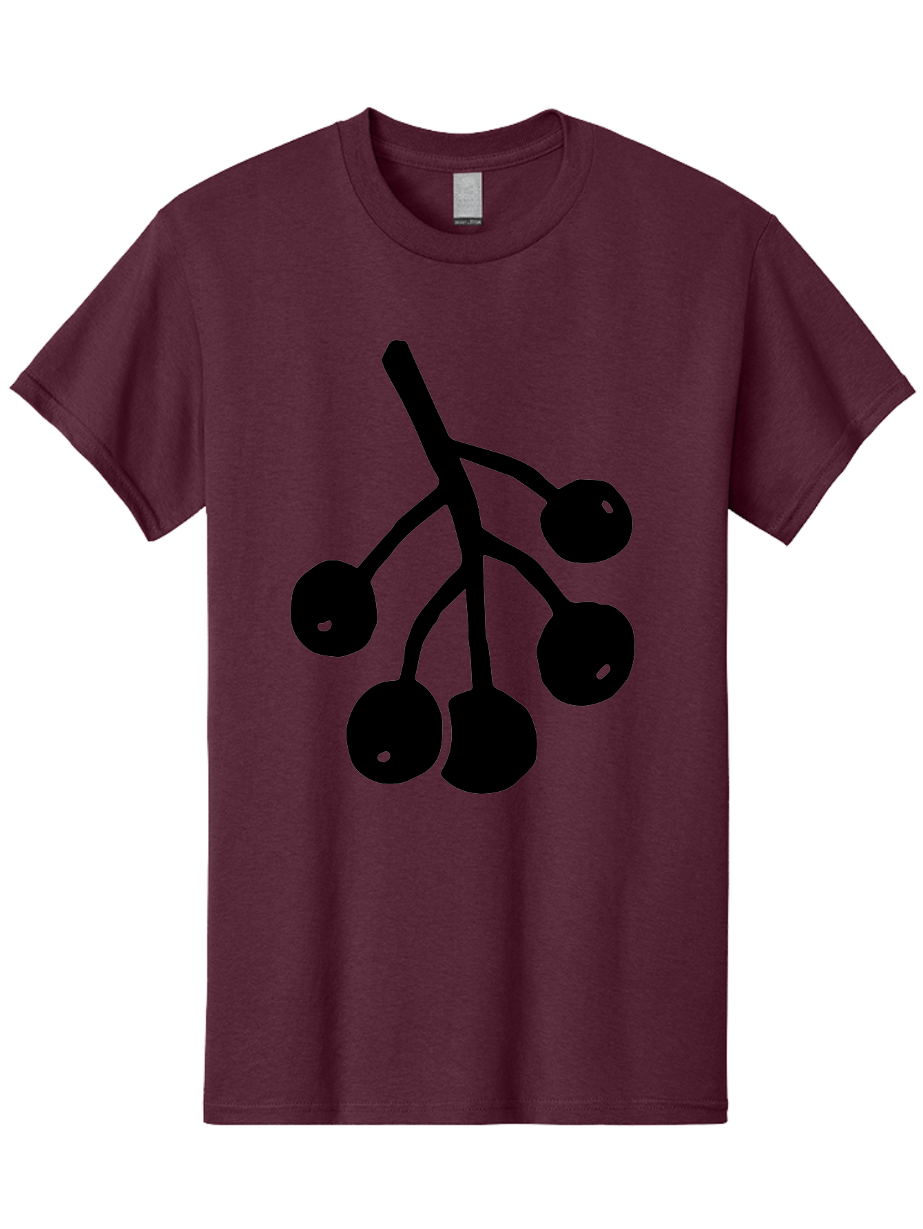 Five-Cherries Men'S Graphic Tee, 100% Cotton, Comfortable Casual Summer Wear, Machine Washable, Black Cherries Silhouette, Minimalist Design, Fruit Icon, Cherry Stem, Simple Graphics, Vector Illustration, Bold Silhouette, -  Aaa589 13