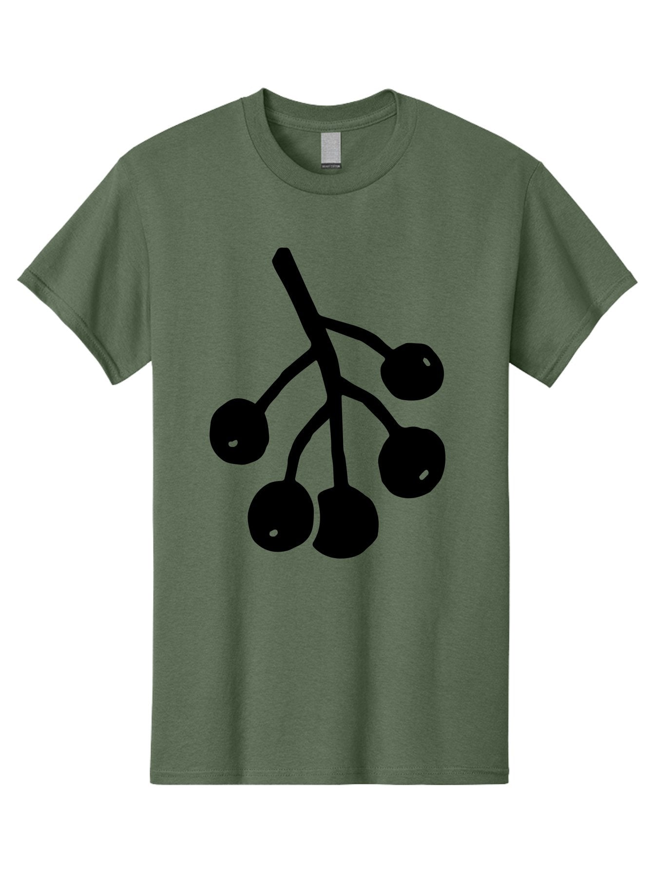 Five-Cherries Men'S Graphic Tee, 100% Cotton, Comfortable Casual Summer Wear, Machine Washable, Black Cherries Silhouette, Minimalist Design, Fruit Icon, Cherry Stem, Simple Graphics, Vector Illustration, Bold Silhouette, -  Aaa589 23