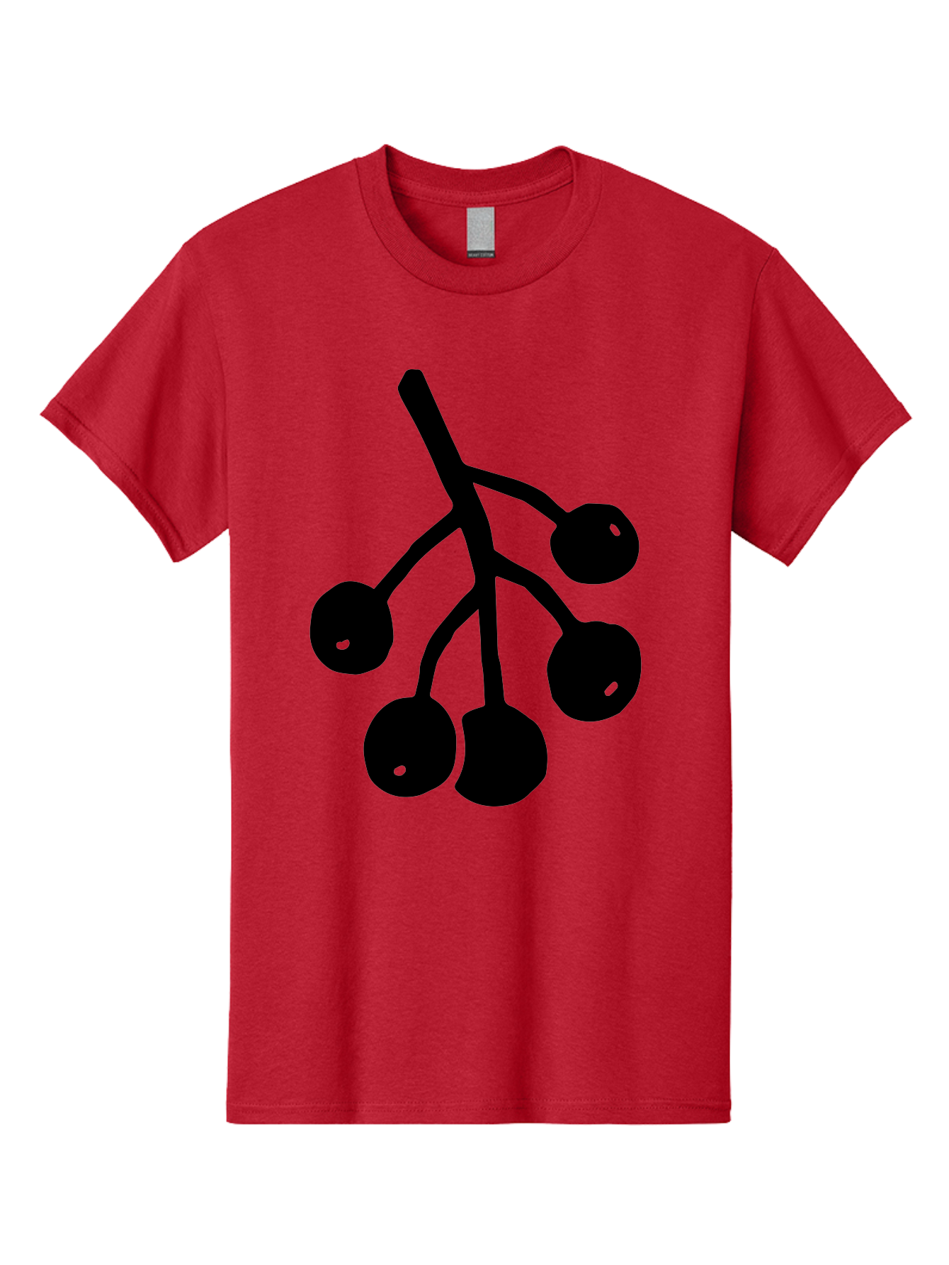 Five-Cherries Men'S Graphic Tee, 100% Cotton, Comfortable Casual Summer Wear, Machine Washable, Black Cherries Silhouette, Minimalist Design, Fruit Icon, Cherry Stem, Simple Graphics, Vector Illustration, Bold Silhouette, -  Aaa589 23