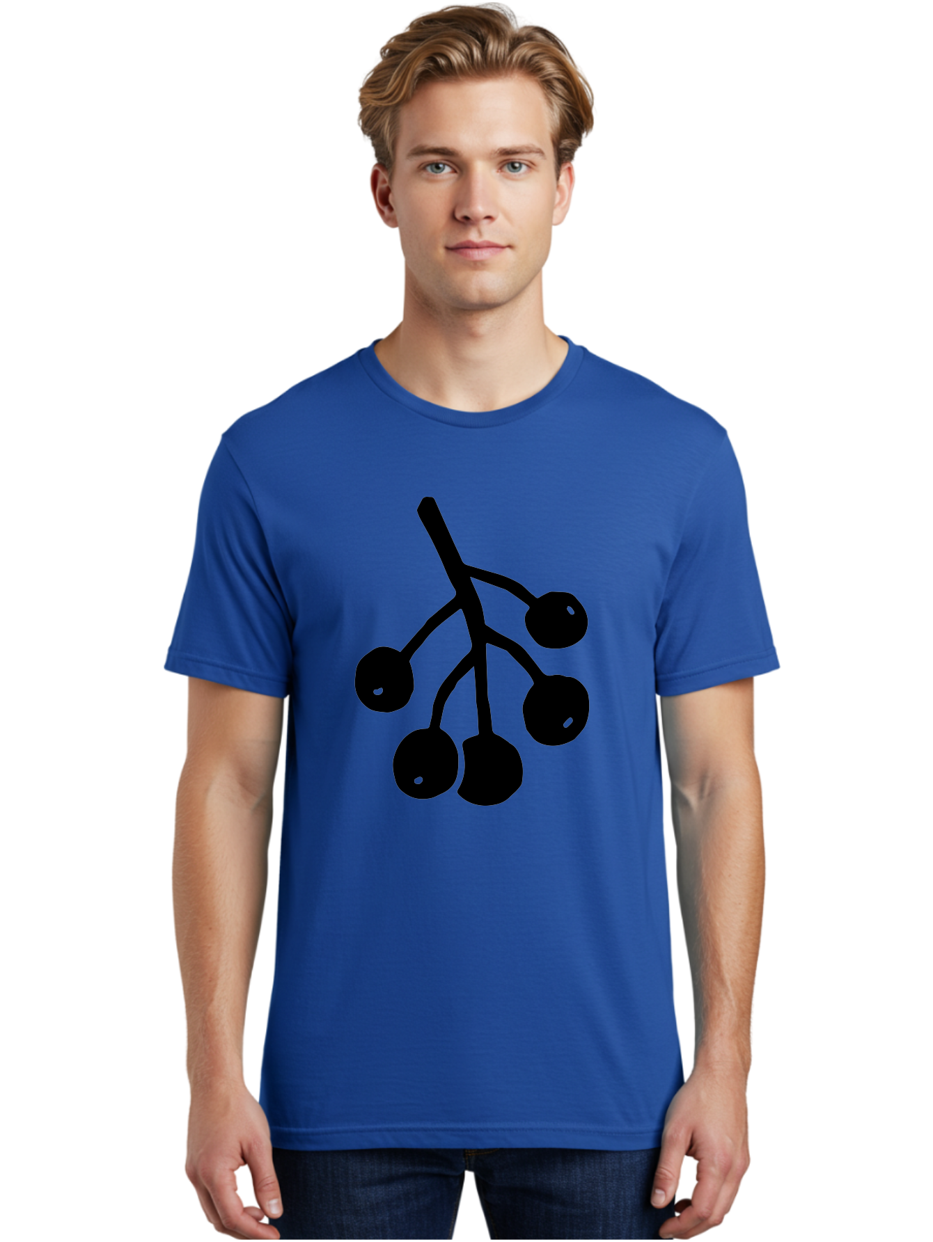 Five-Cherries Men'S Graphic Tee, 100% Cotton, Comfortable Casual Summer Wear, Machine Washable, Black Cherries Silhouette, Minimalist Design, Fruit Icon, Cherry Stem, Simple Graphics, Vector Illustration, Bold Silhouette, -  Aaa589 26