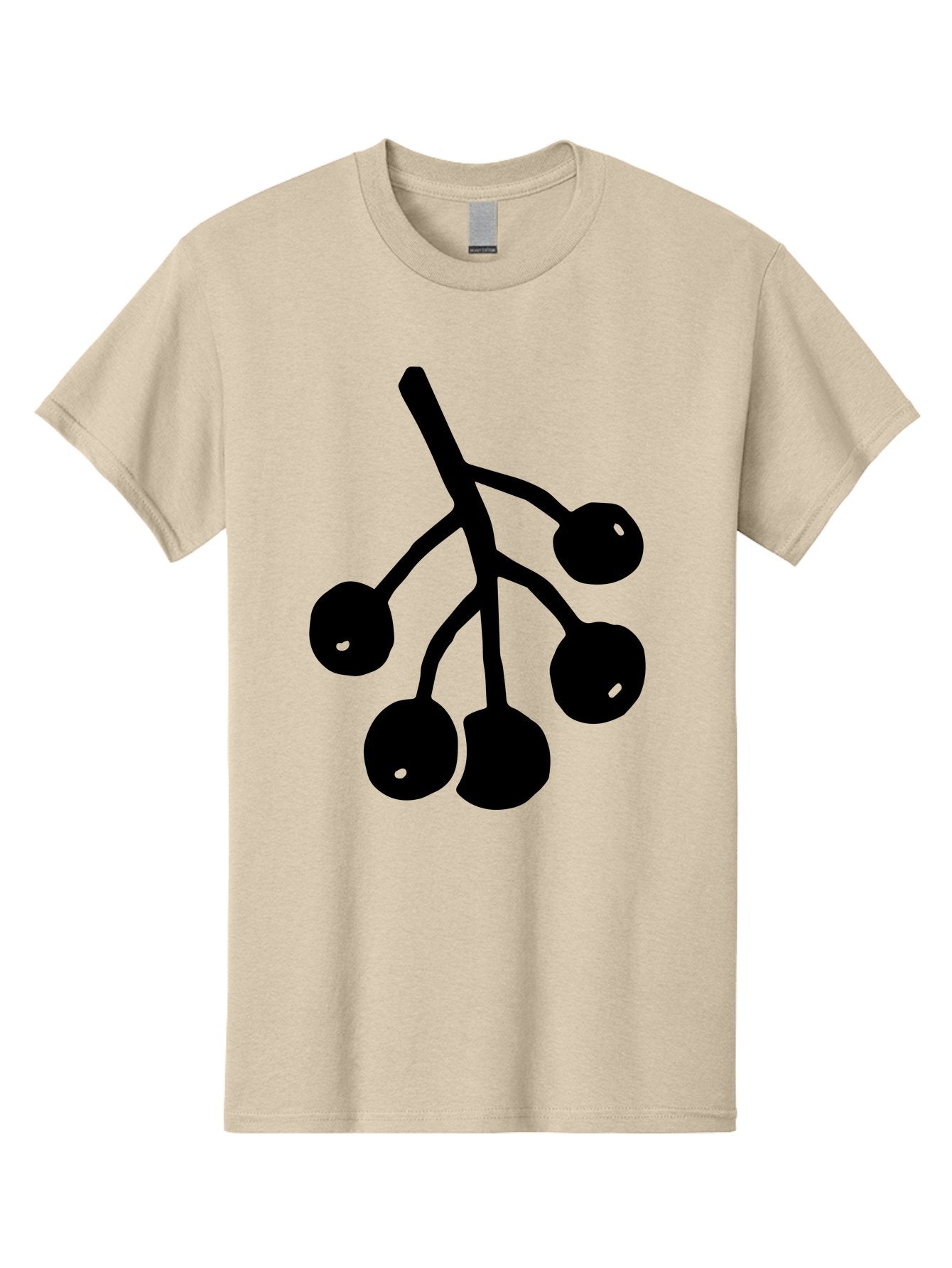 Five-Cherries Men'S Graphic Tee, 100% Cotton, Comfortable Casual Summer Wear, Machine Washable, Black Cherries Silhouette, Minimalist Design, Fruit Icon, Cherry Stem, Simple Graphics, Vector Illustration, Bold Silhouette, -  Aaa589 27