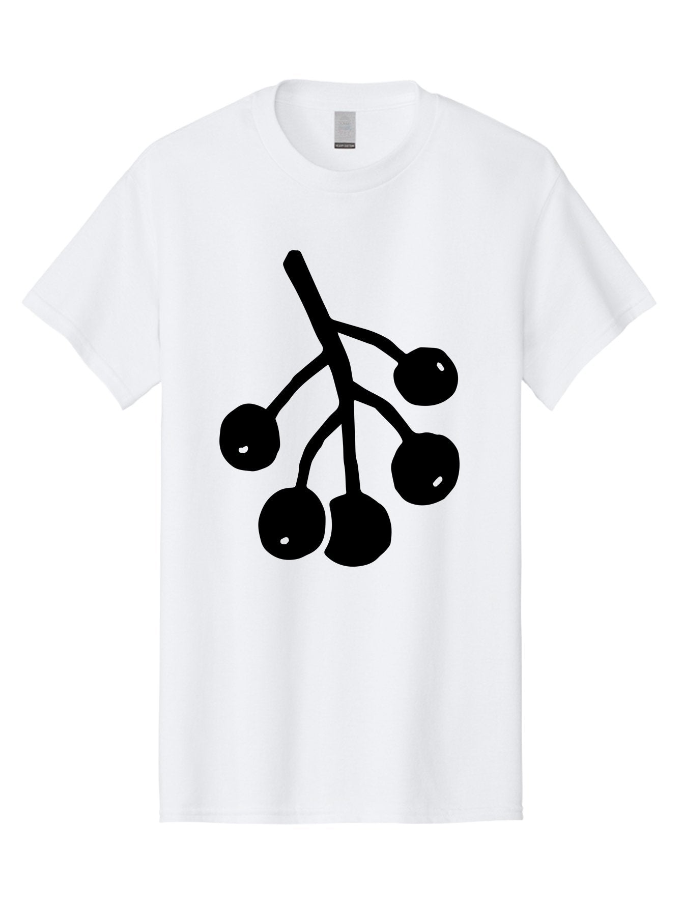 Five-Cherries Men'S Graphic Tee, 100% Cotton, Comfortable Casual Summer Wear, Machine Washable, Black Cherries Silhouette, Minimalist Design, Fruit Icon, Cherry Stem, Simple Graphics, Vector Illustration, Bold Silhouette, -  Aaa589 21