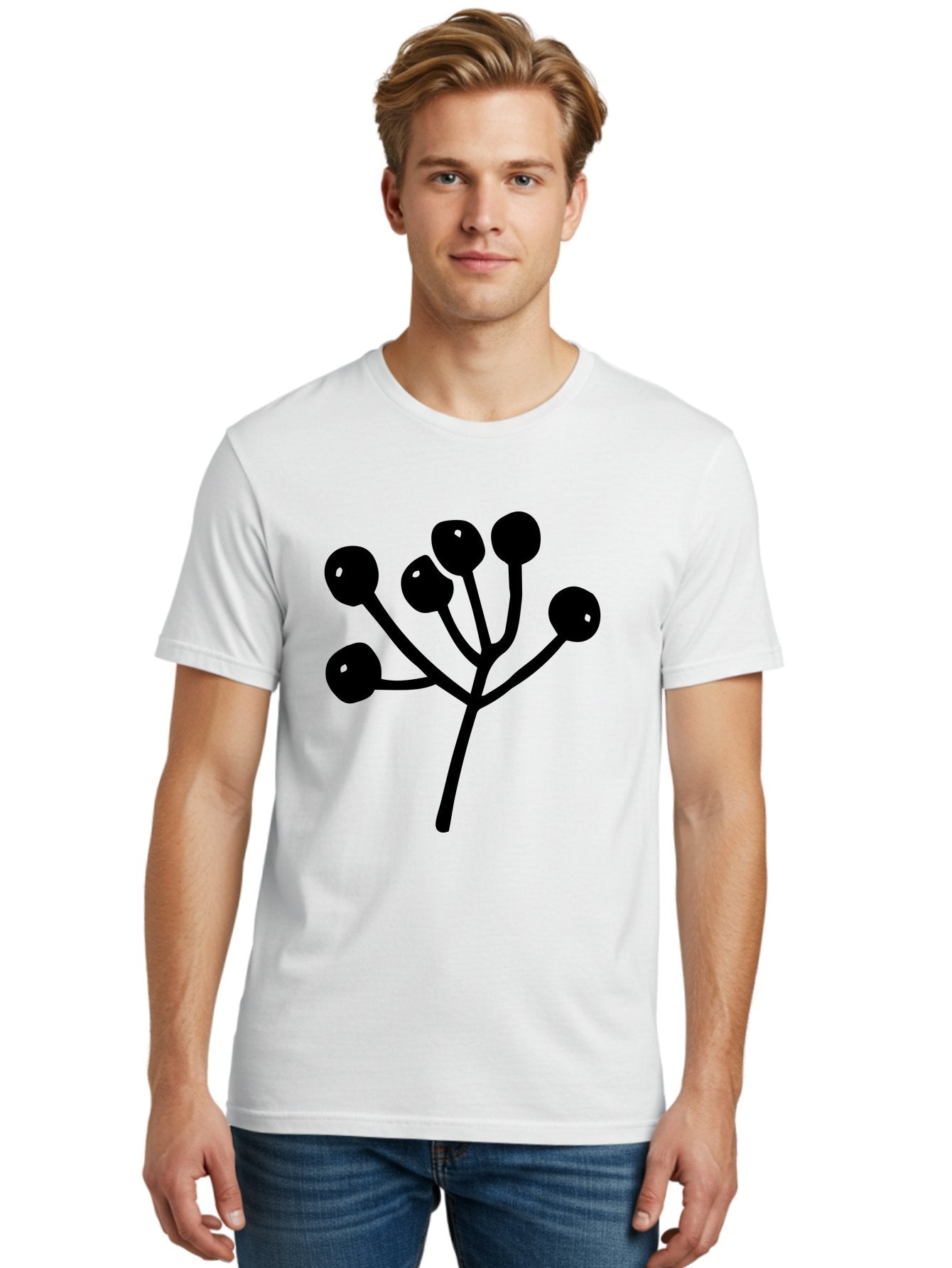 Flower Men'S Graphic Tee, 100% Cotton, Comfortable Casual Summer Wear, Machine Washable, Stylized Flower, Minimalist Design, Black Silhouette, Simple Shapes, Floral Motif, Modern Graphics, Abstract Art -  Aaa590 18