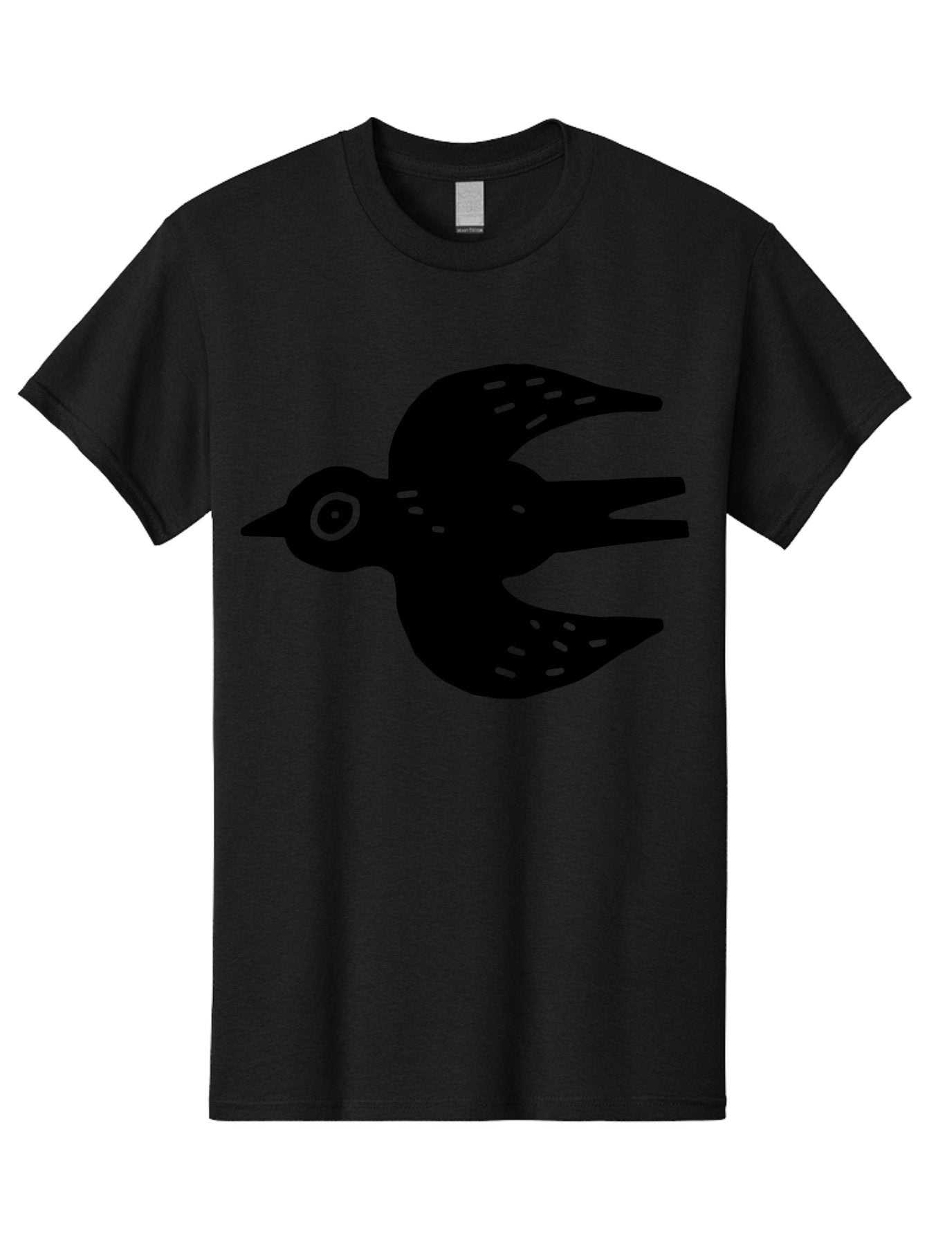 Flying-Bird Men'S Graphic Tee, 100% Cotton, Comfortable Casual Summer Wear, Machine Washable, Black Bird Silhouette, Bird In Flight, Simple Design, Graphic Illustration, Minimalist Art, Wildlife Symbol, Flying Bird, Abstract Shape, -  Aaa591 23