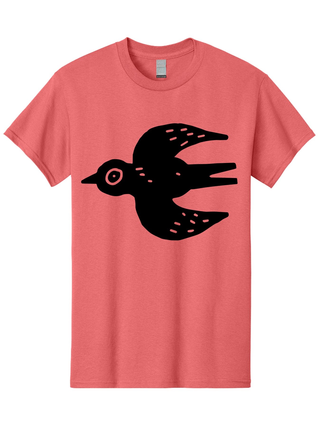 Flying-Bird Men'S Graphic Tee, 100% Cotton, Comfortable Casual Summer Wear, Machine Washable, Black Bird Silhouette, Bird In Flight, Simple Design, Graphic Illustration, Minimalist Art, Wildlife Symbol, Flying Bird, Abstract Shape, -  Aaa591