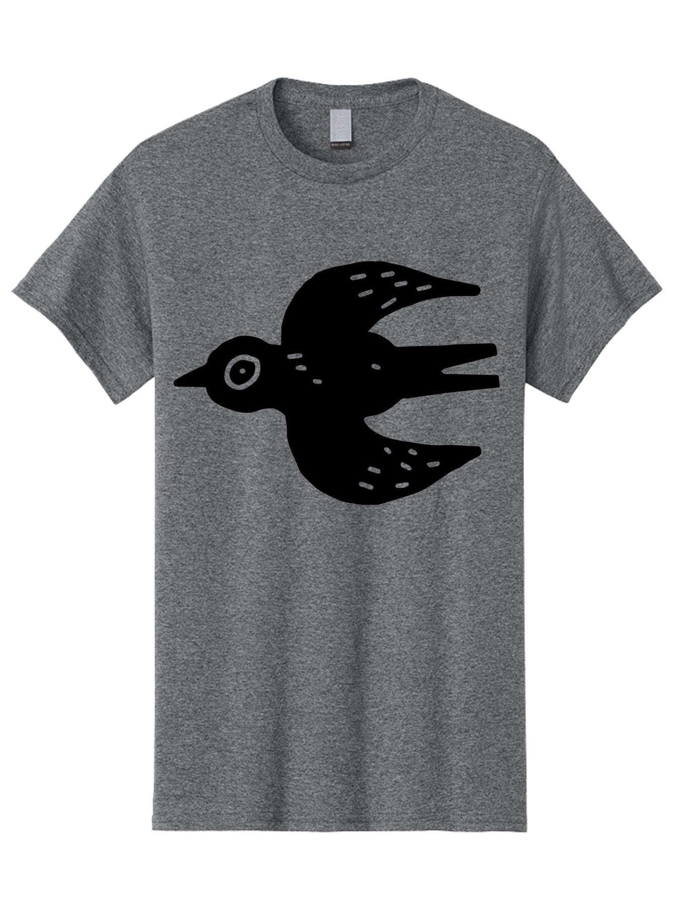 Flying-Bird Men'S Graphic Tee, 100% Cotton, Comfortable Casual Summer Wear, Machine Washable, Black Bird Silhouette, Bird In Flight, Simple Design, Graphic Illustration, Minimalist Art, Wildlife Symbol, Flying Bird, Abstract Shape, -  Aaa591 5