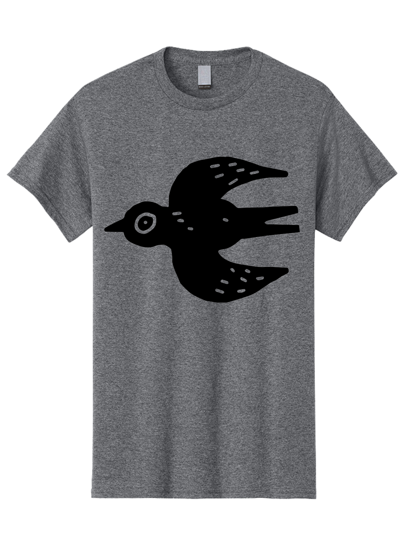 Flying-Bird Men'S Graphic Tee, 100% Cotton, Comfortable Casual Summer Wear, Machine Washable, Black Bird Silhouette, Bird In Flight, Simple Design, Graphic Illustration, Minimalist Art, Wildlife Symbol, Flying Bird, Abstract Shape, -  Aaa591