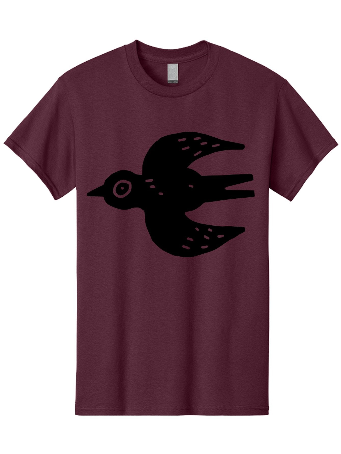 Flying-Bird Men'S Graphic Tee, 100% Cotton, Comfortable Casual Summer Wear, Machine Washable, Black Bird Silhouette, Bird In Flight, Simple Design, Graphic Illustration, Minimalist Art, Wildlife Symbol, Flying Bird, Abstract Shape, -  Aaa591 21