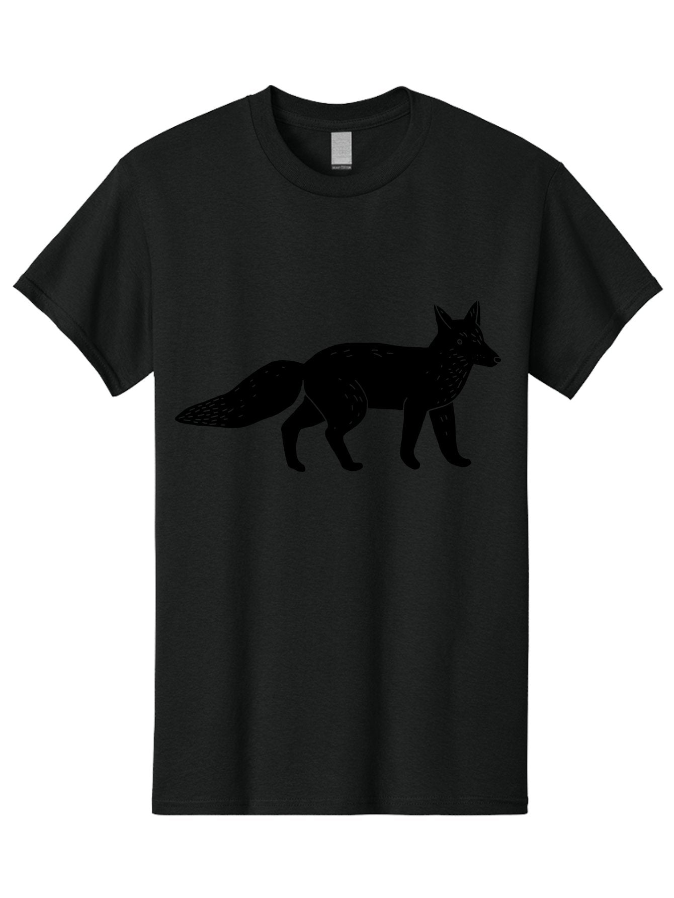 Fox-Silhouette Men'S Graphic Tee, 100% Cotton, Comfortable Casual Summer Wear, Machine Washable, Fox Silhouette, Black Fox Graphic, Wildlife Illustration, Animal Art, Forest Creature, Wild Animal, Graphic Design -  Aaa595 21