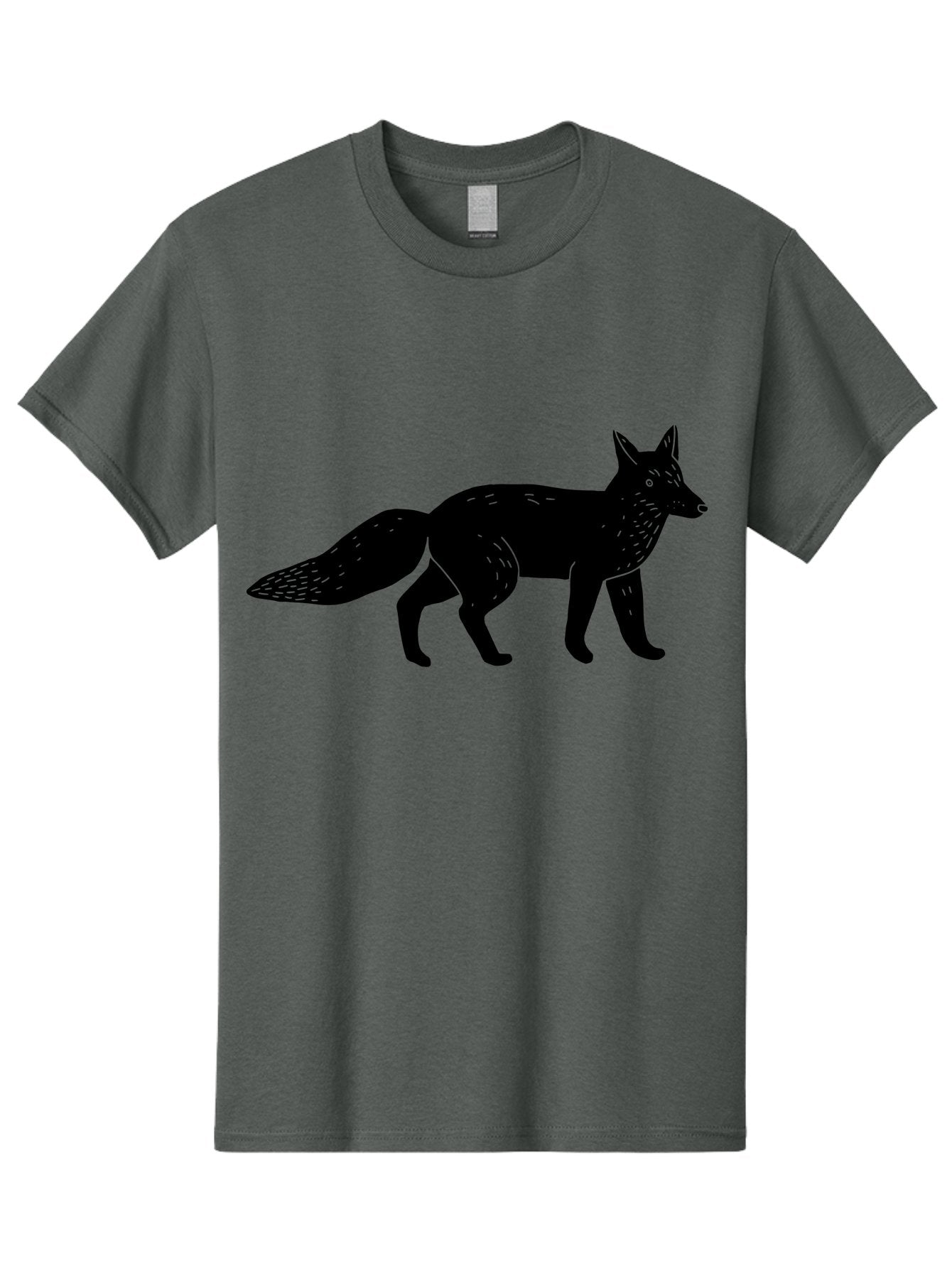 Fox-Silhouette Men'S Graphic Tee, 100% Cotton, Comfortable Casual Summer Wear, Machine Washable, Fox Silhouette, Black Fox Graphic, Wildlife Illustration, Animal Art, Forest Creature, Wild Animal, Graphic Design -  Aaa595 19