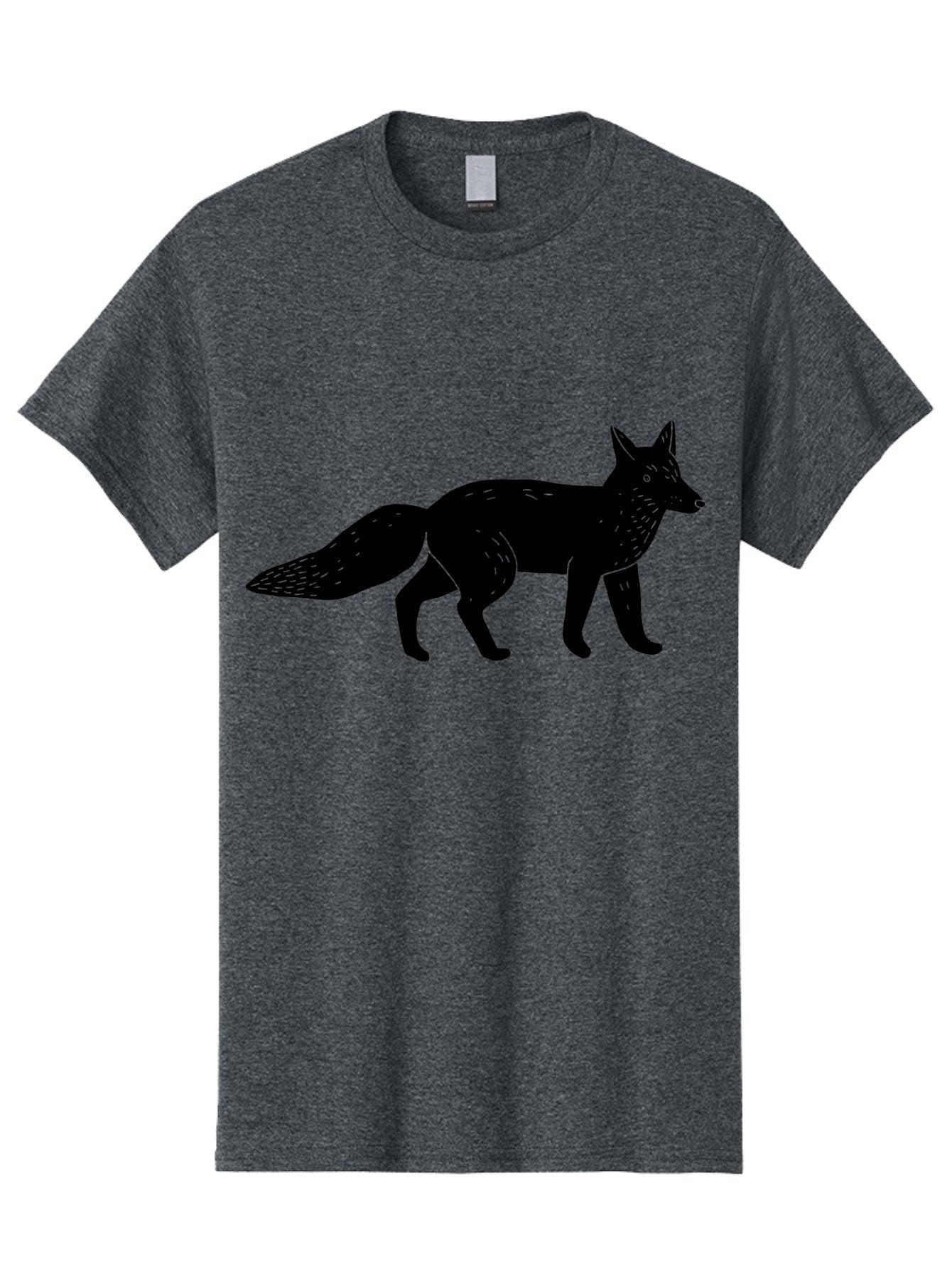 Fox-Silhouette Men'S Graphic Tee, 100% Cotton, Comfortable Casual Summer Wear, Machine Washable, Fox Silhouette, Black Fox Graphic, Wildlife Illustration, Animal Art, Forest Creature, Wild Animal, Graphic Design -  Aaa595 25