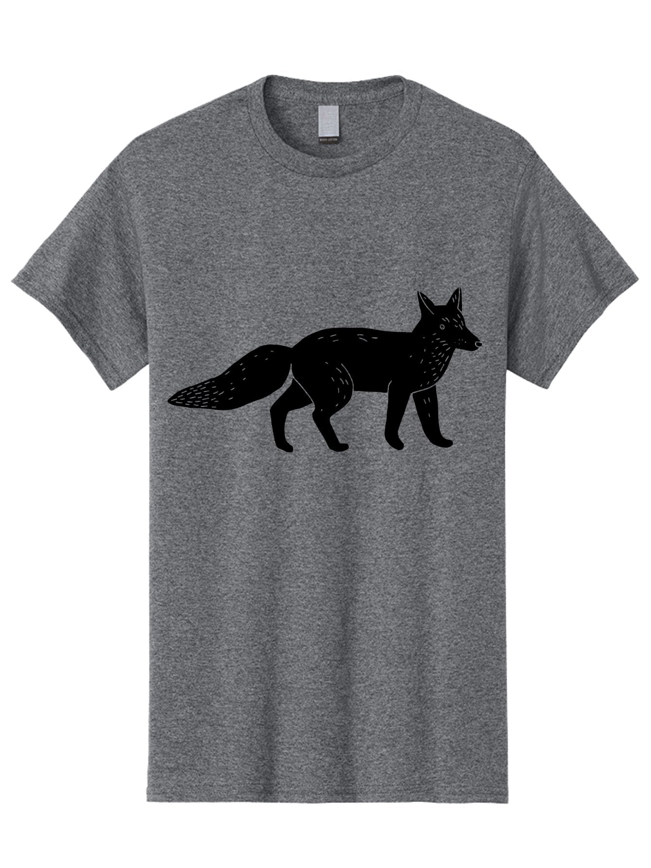 Fox-Silhouette Men'S Graphic Tee, 100% Cotton, Comfortable Casual Summer Wear, Machine Washable, Fox Silhouette, Black Fox Graphic, Wildlife Illustration, Animal Art, Forest Creature, Wild Animal, Graphic Design -  Aaa595 9