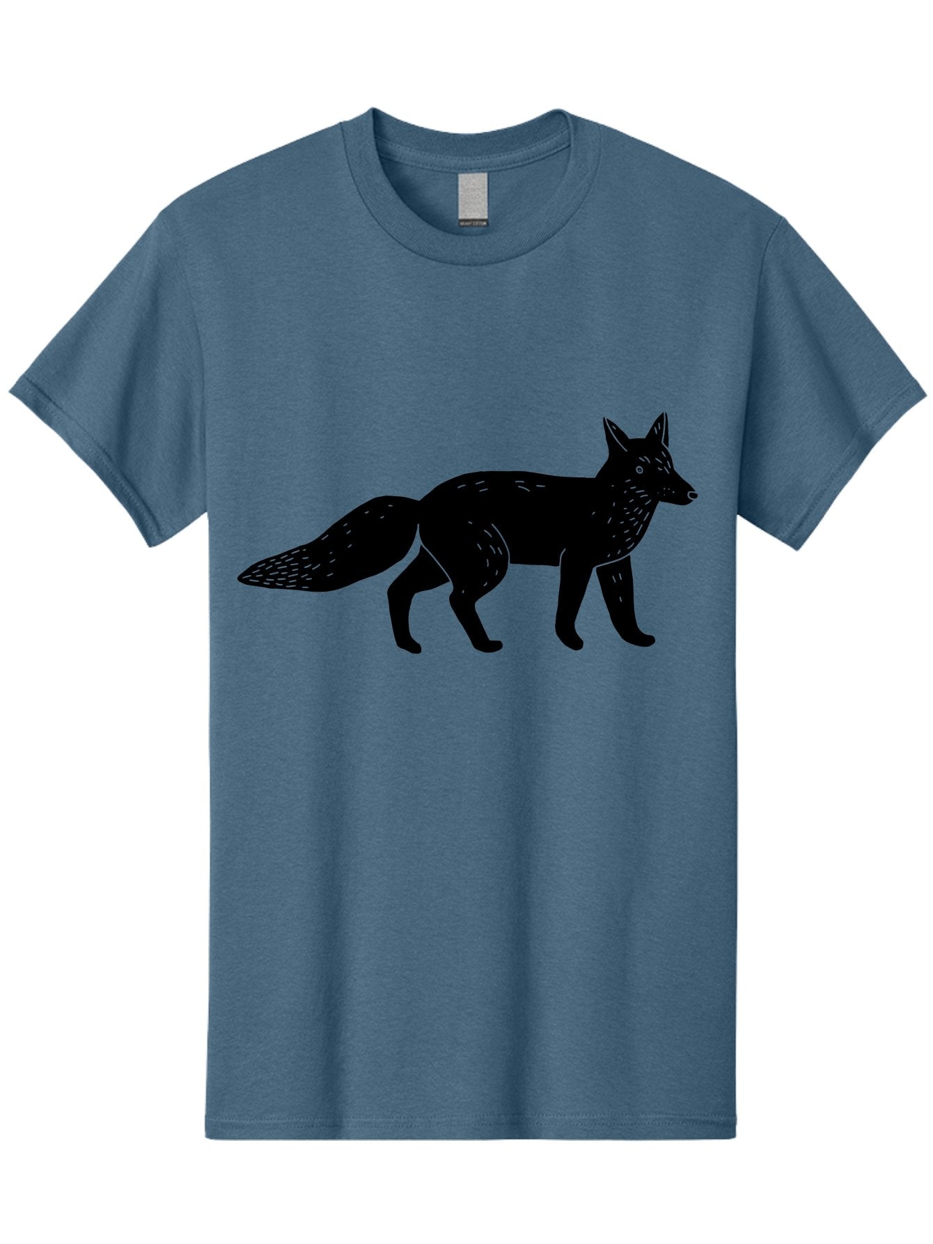 Fox-Silhouette Men'S Graphic Tee, 100% Cotton, Comfortable Casual Summer Wear, Machine Washable, Fox Silhouette, Black Fox Graphic, Wildlife Illustration, Animal Art, Forest Creature, Wild Animal, Graphic Design -  Aaa595 5