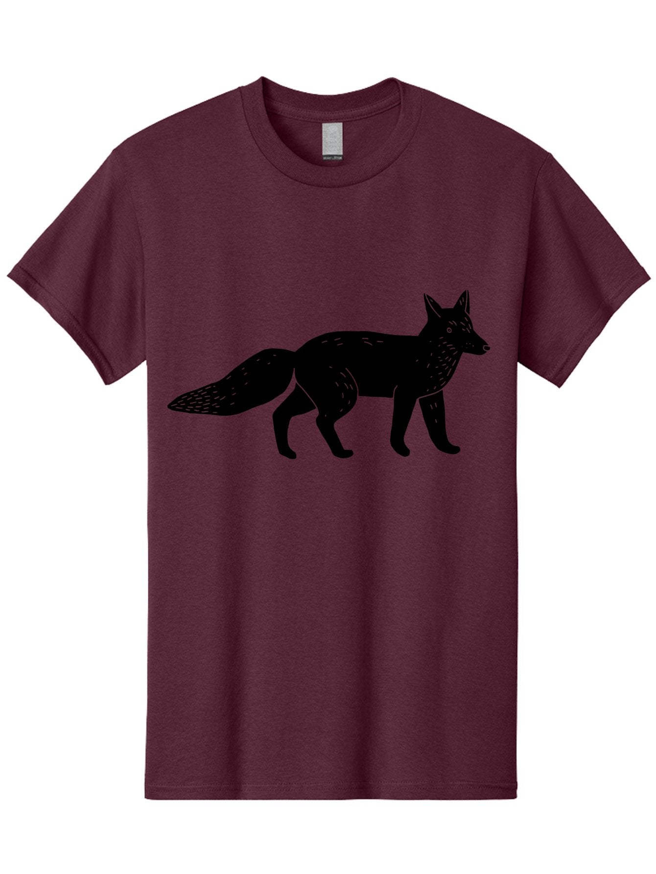 Fox-Silhouette Men'S Graphic Tee, 100% Cotton, Comfortable Casual Summer Wear, Machine Washable, Fox Silhouette, Black Fox Graphic, Wildlife Illustration, Animal Art, Forest Creature, Wild Animal, Graphic Design -  Aaa595 3
