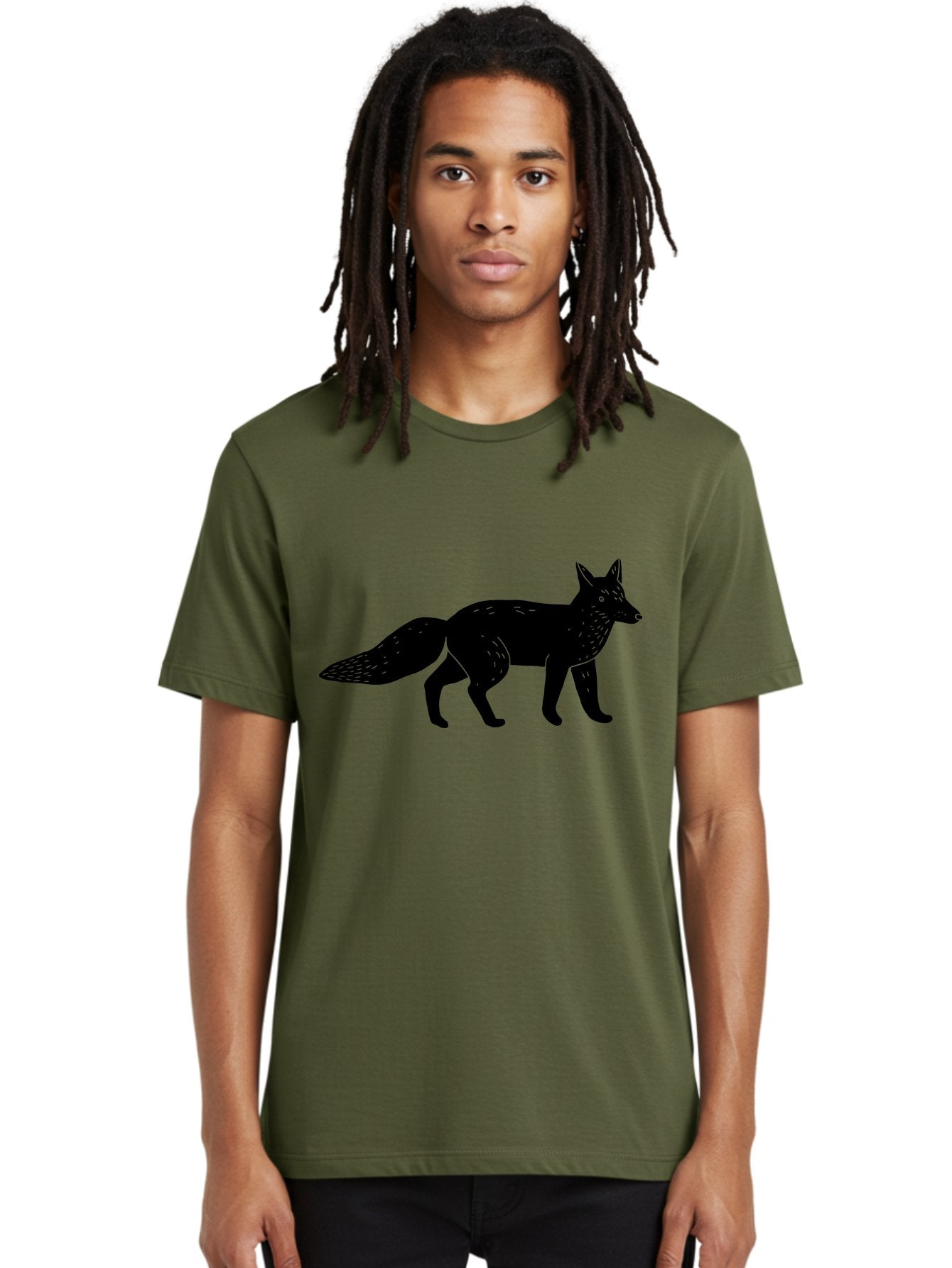 Fox-Silhouette Men'S Graphic Tee, 100% Cotton, Comfortable Casual Summer Wear, Machine Washable, Fox Silhouette, Black Fox Graphic, Wildlife Illustration, Animal Art, Forest Creature, Wild Animal, Graphic Design -  Aaa595 16