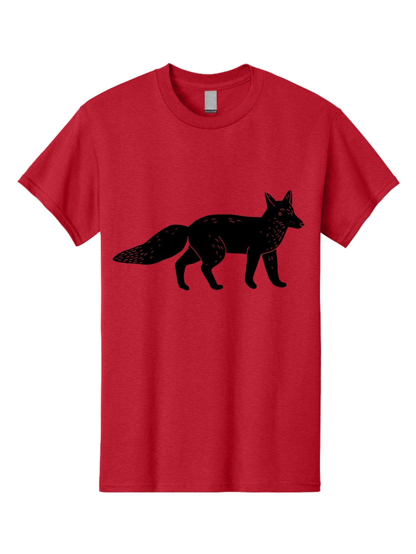 Fox-Silhouette Men'S Graphic Tee, 100% Cotton, Comfortable Casual Summer Wear, Machine Washable, Fox Silhouette, Black Fox Graphic, Wildlife Illustration, Animal Art, Forest Creature, Wild Animal, Graphic Design -  Aaa595