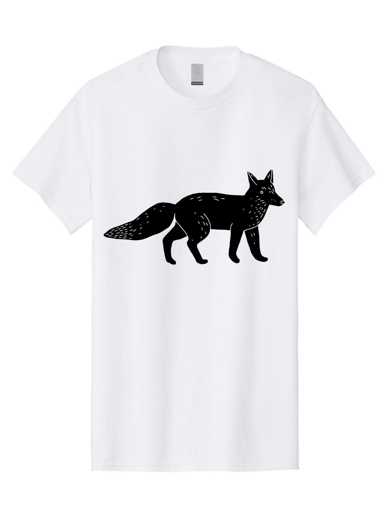 Fox-Silhouette Men'S Graphic Tee, 100% Cotton, Comfortable Casual Summer Wear, Machine Washable, Fox Silhouette, Black Fox Graphic, Wildlife Illustration, Animal Art, Forest Creature, Wild Animal, Graphic Design -  Aaa595 23