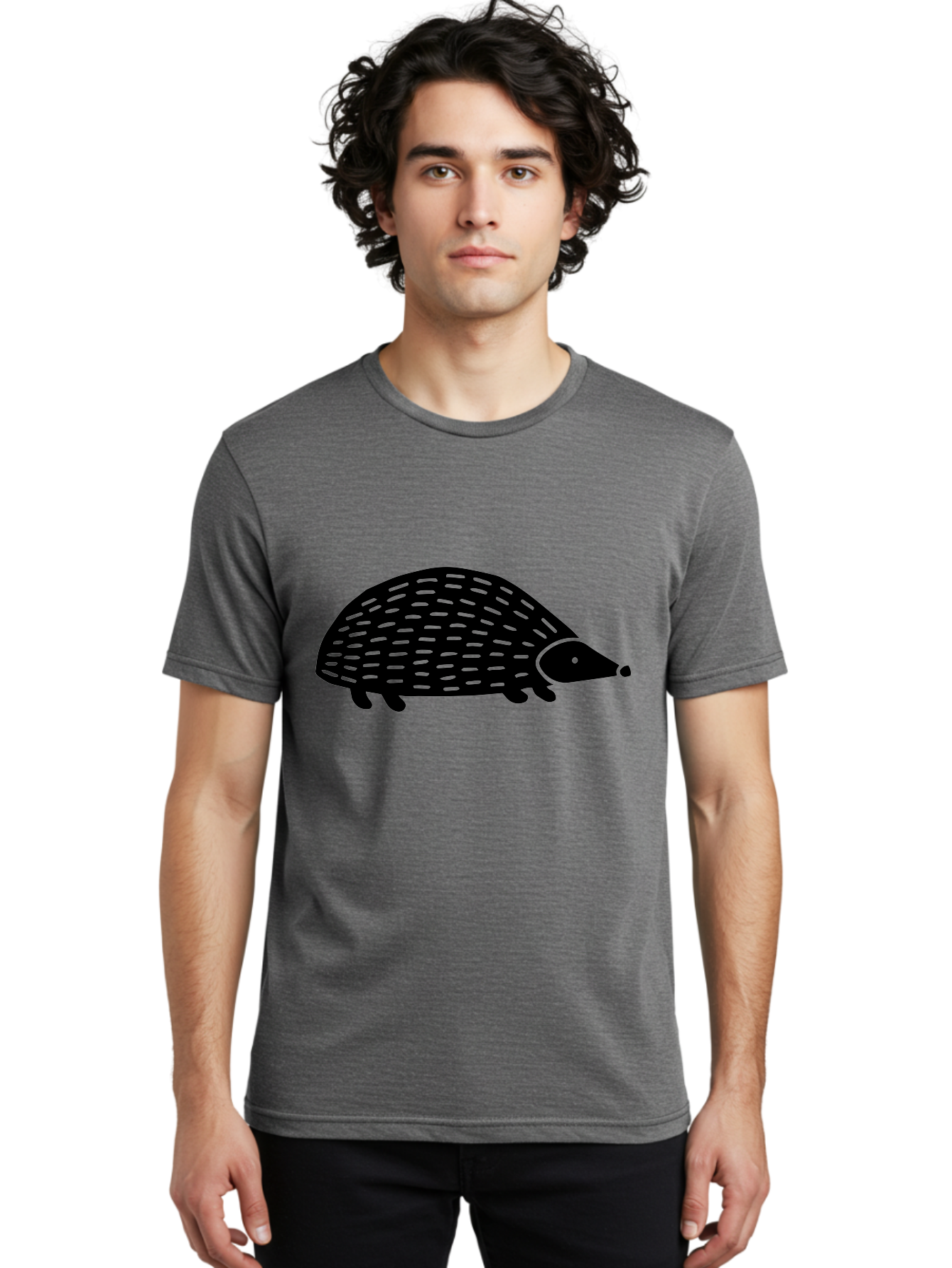 Hedgehog-1 Men'S Graphic Tee, 100% Cotton, Comfortable Casual Summer Wear, Machine Washable, Hedgehog Illustration, Minimalist Design, Simple Graphics, Cute Animal, Quills Texture, Cartoon Style, Wildlife Art, Prickly Creature, -  Aaa596 10