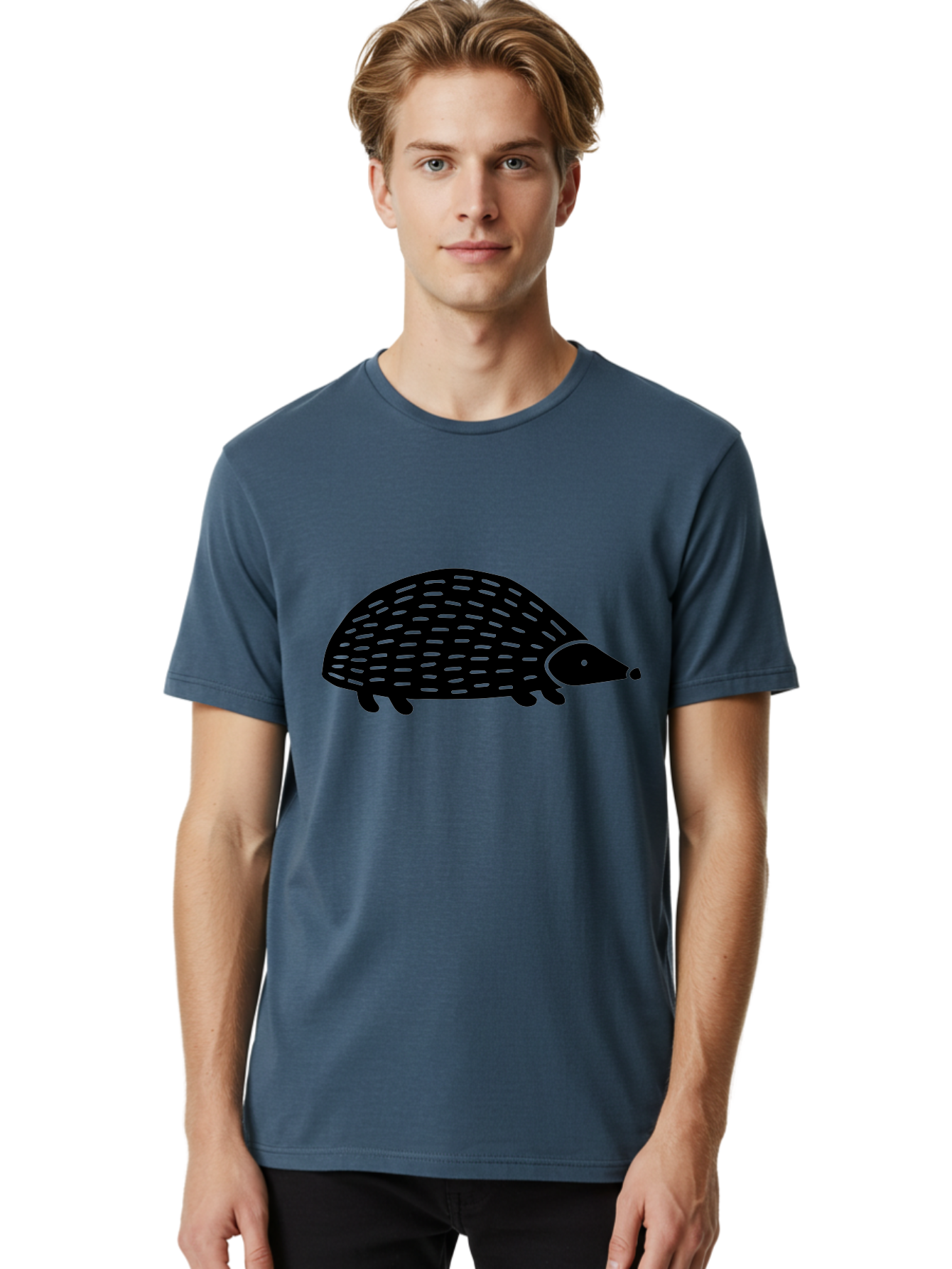 Hedgehog-1 Men'S Graphic Tee, 100% Cotton, Comfortable Casual Summer Wear, Machine Washable, Hedgehog Illustration, Minimalist Design, Simple Graphics, Cute Animal, Quills Texture, Cartoon Style, Wildlife Art, Prickly Creature, -  Aaa596 12