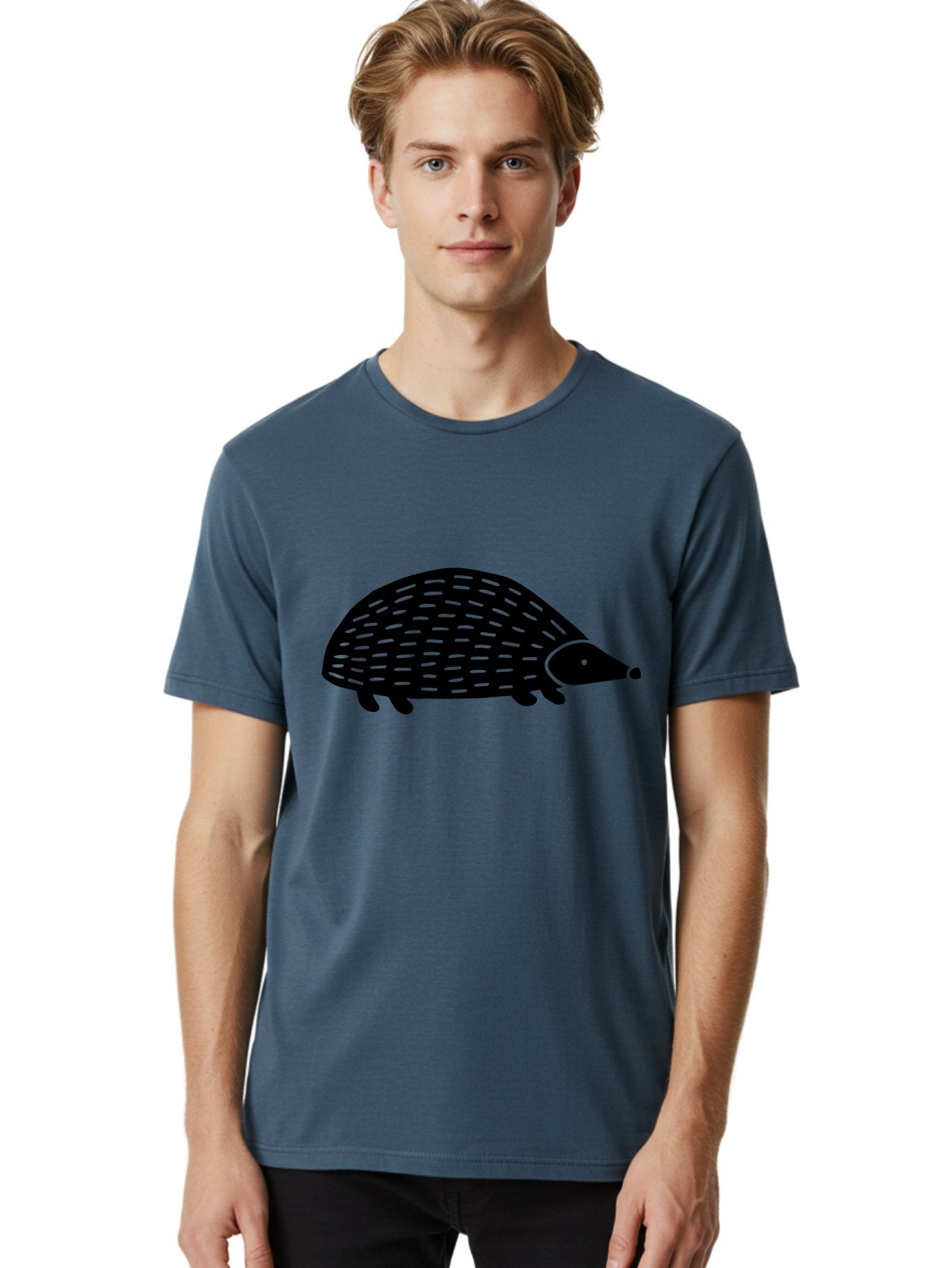 Hedgehog-1 Men'S Graphic Tee, 100% Cotton, Comfortable Casual Summer Wear, Machine Washable, Hedgehog Illustration, Minimalist Design, Simple Graphics, Cute Animal, Quills Texture, Cartoon Style, Wildlife Art, Prickly Creature, -  Aaa596 6
