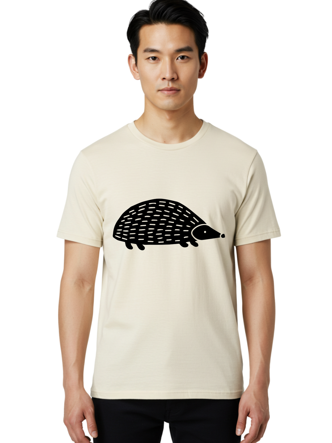 Hedgehog-1 Men'S Graphic Tee, 100% Cotton, Comfortable Casual Summer Wear, Machine Washable, Hedgehog Illustration, Minimalist Design, Simple Graphics, Cute Animal, Quills Texture, Cartoon Style, Wildlife Art, Prickly Creature, -  Aaa596 18